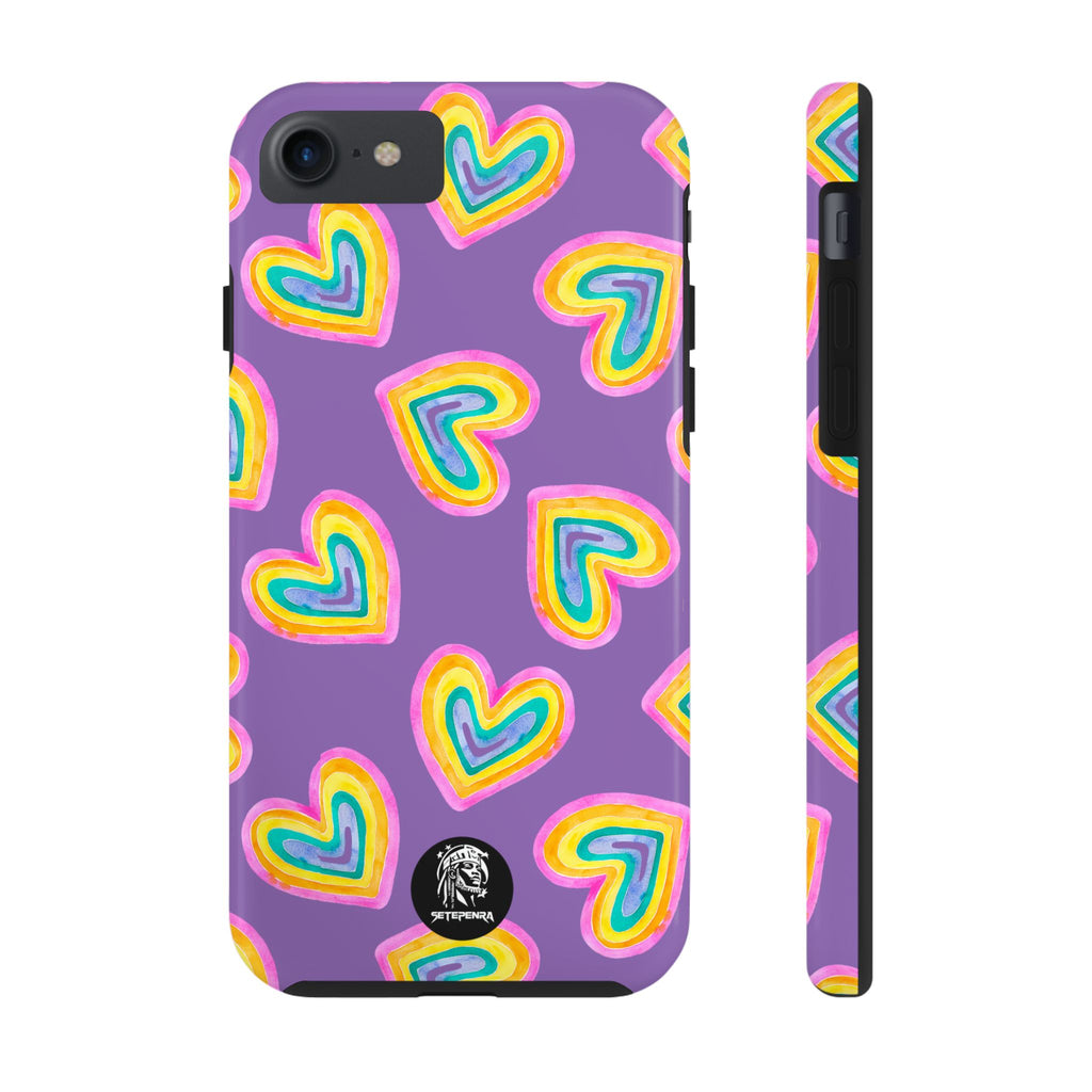 Rainbow Heart Tough Phone Case (For iPhone, Galaxy & More) - Light Purple SETEPENRA Phone Case.