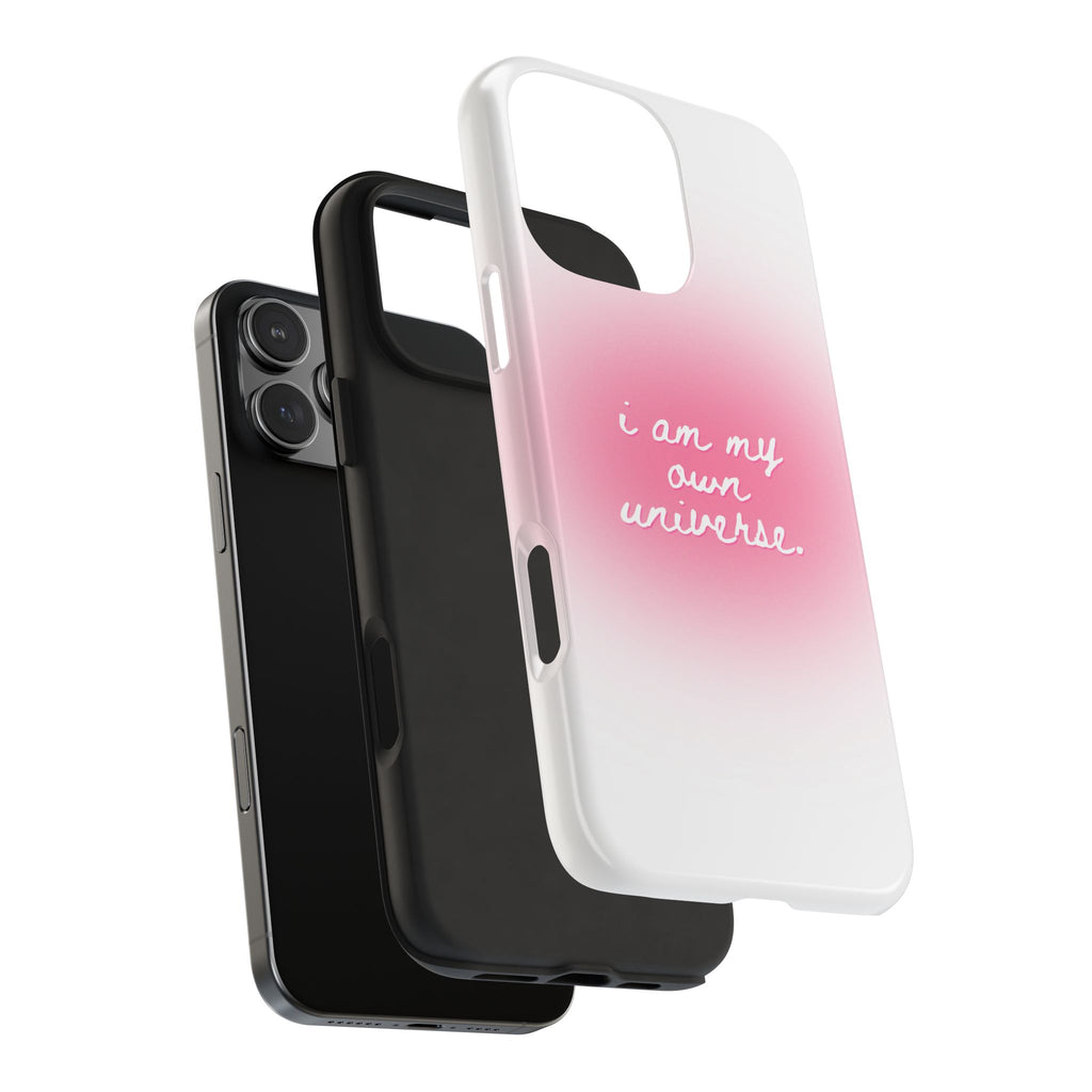 I Am My Own Universe — Pink On White Protective Cover Tough Phone Case