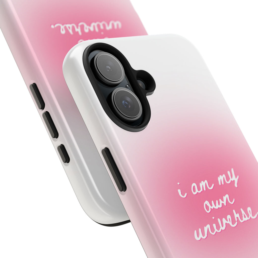 I Am My Own Universe — Pink On White Protective Cover Tough Phone Case