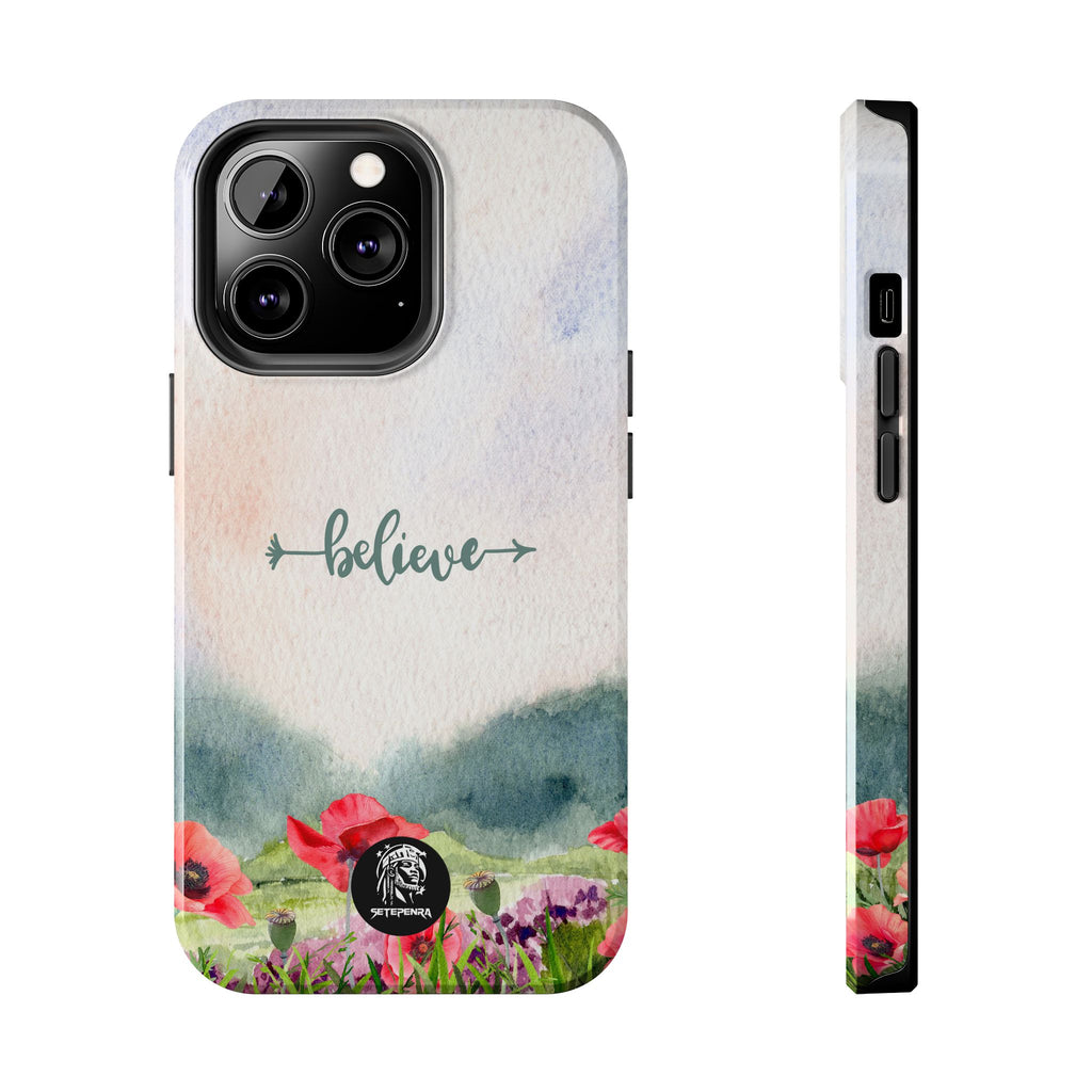 Believe Tough Phone Case (For iPhone, Galaxy & More) - Watercolor Flower SETEPENRA Phone Case.