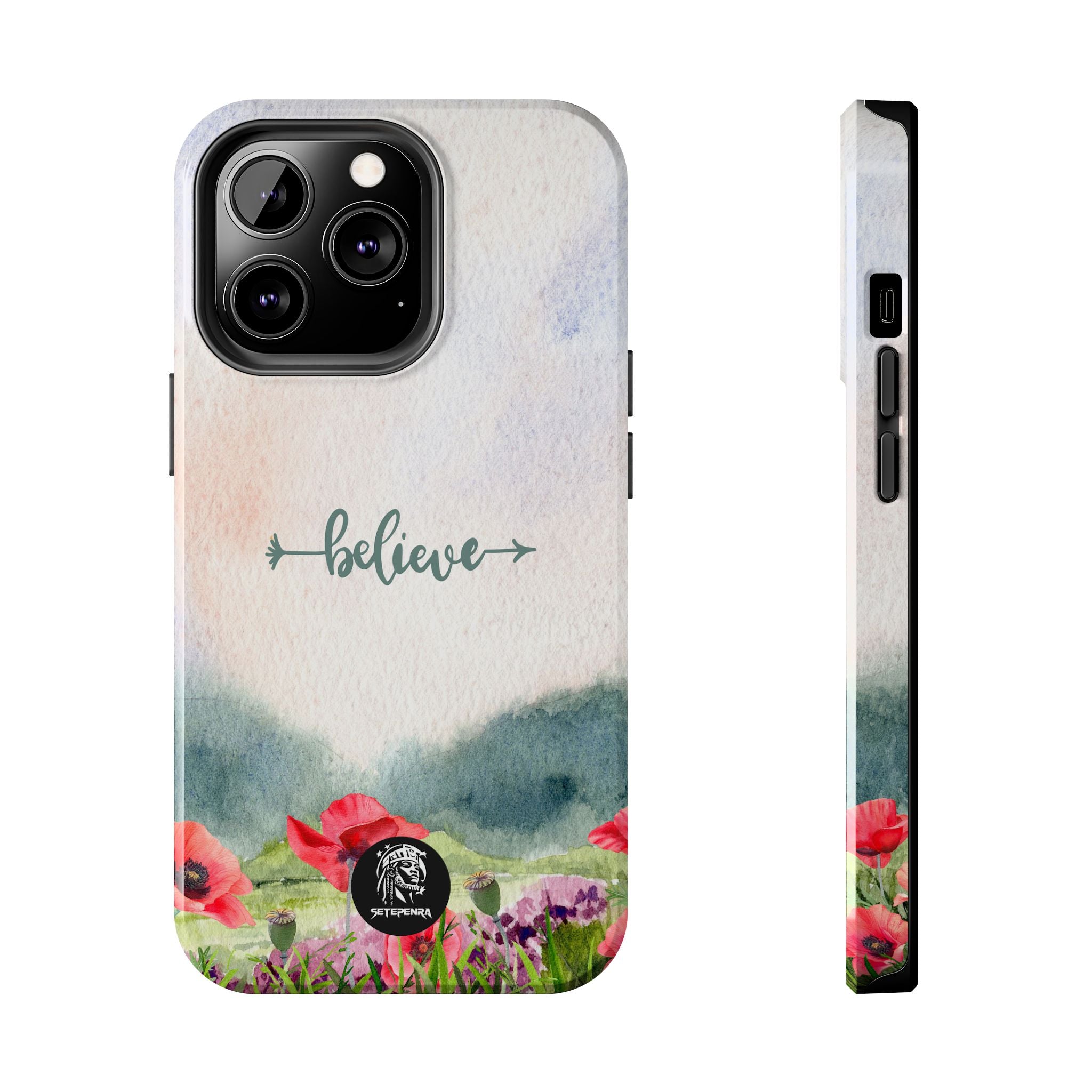 Believe Tough Phone Case (For iPhone, Galaxy & More) - Watercolor Flower SETEPENRA Phone Case.