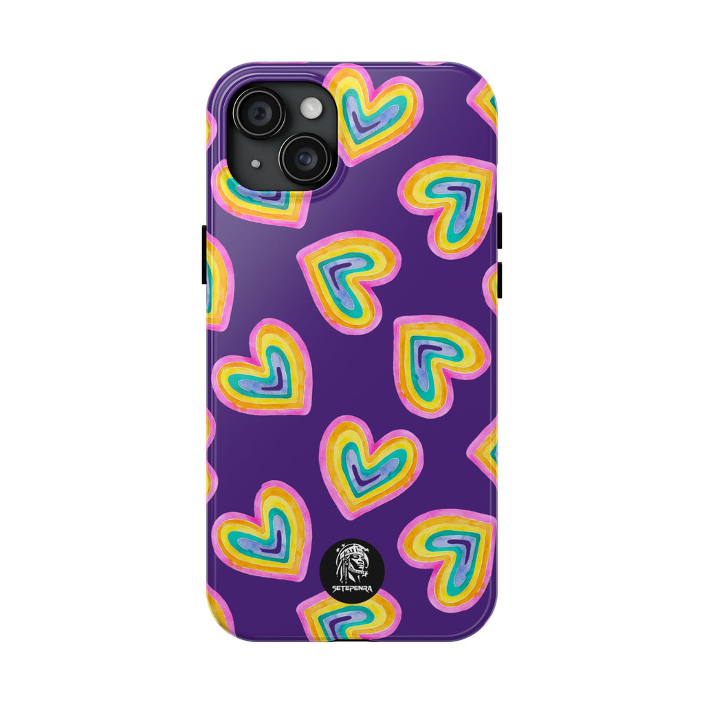 Rainbow Heart Tough Phone Case (For iPhone, Galaxy & More) - Purple