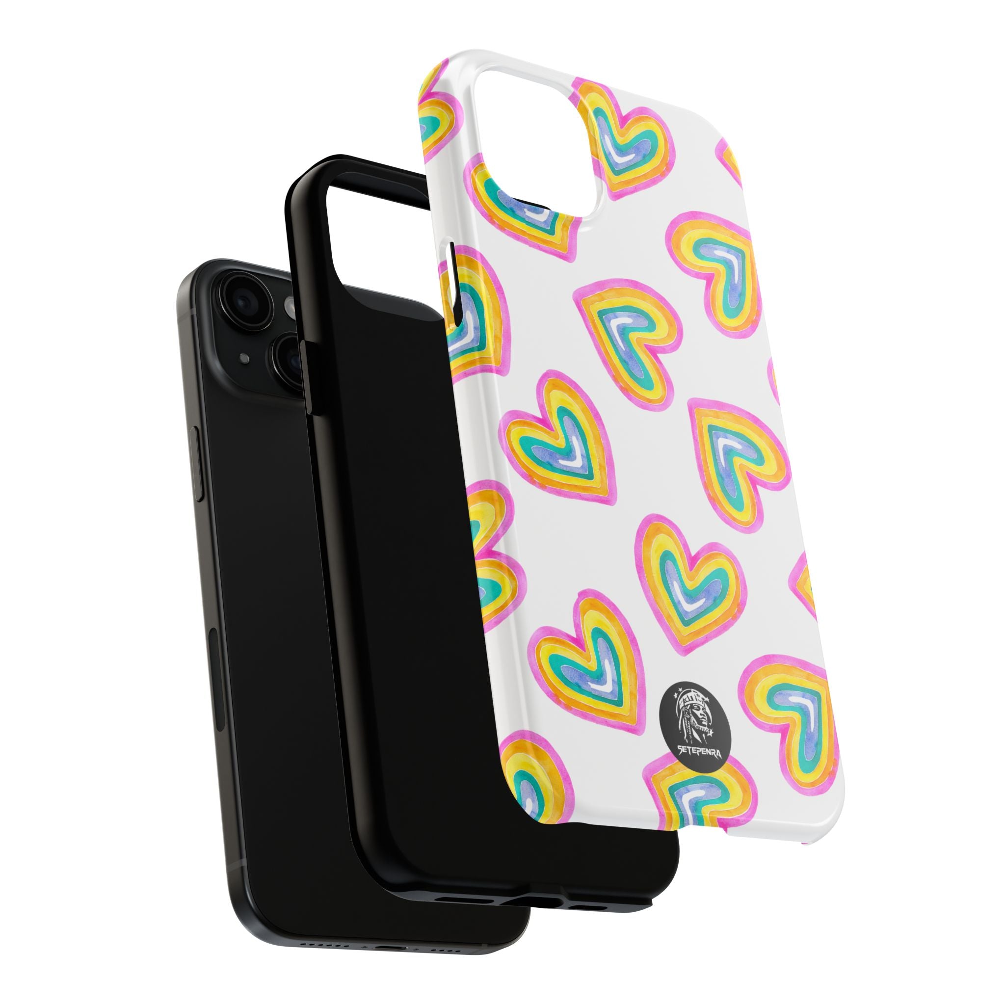 Rainbow Heart Tough Phone Case (For iPhone, Galaxy & More) - White