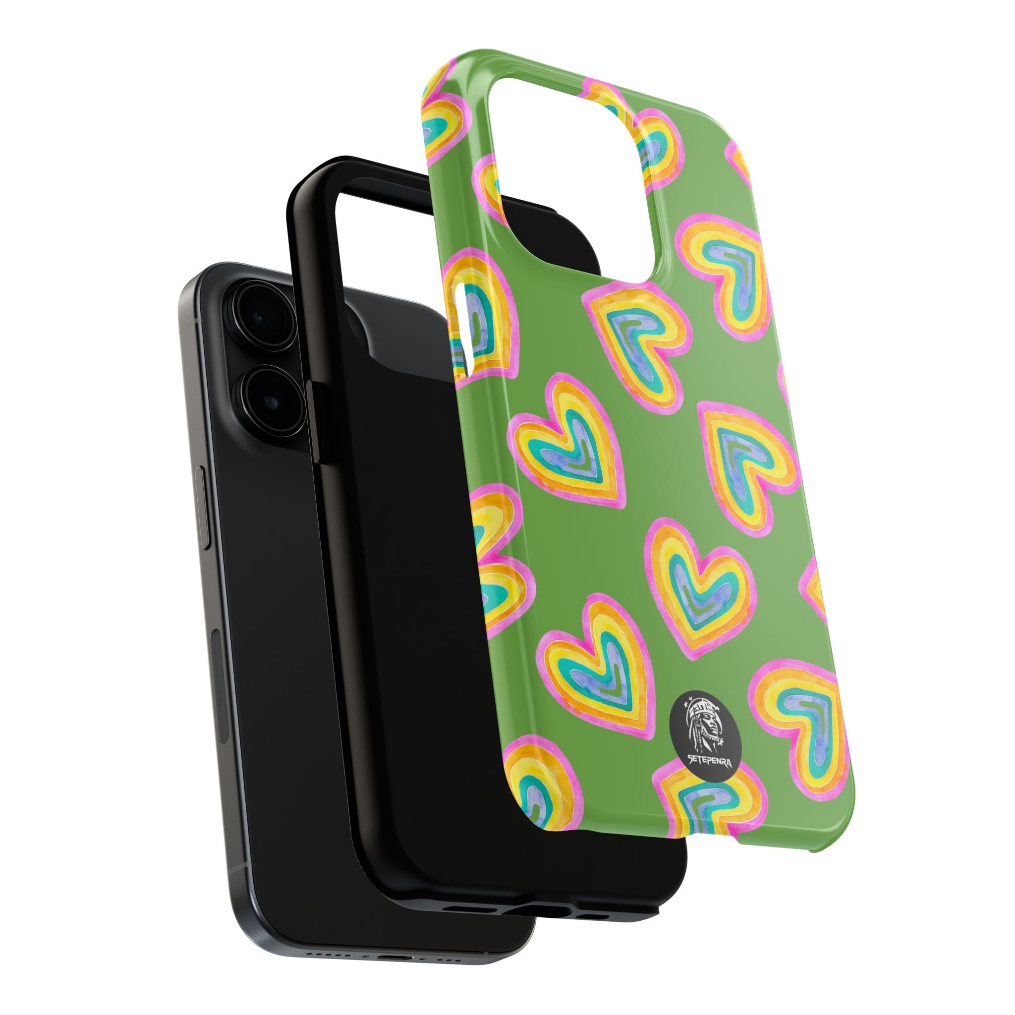 Rainbow Heart Tough Phone Case (For iPhone, Galaxy & More) - Green
