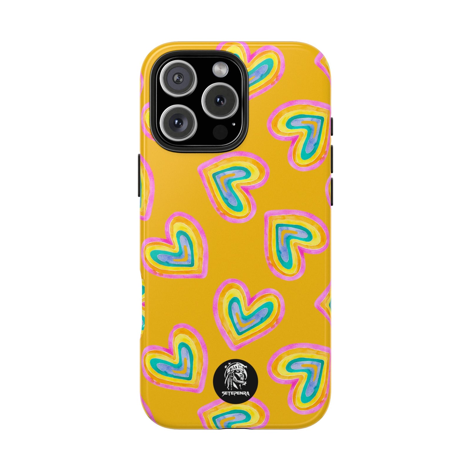 Rainbow Heart Tough Phone Case (For iPhone, Galaxy & More) - Yellow SETEPENRA Phone Case.