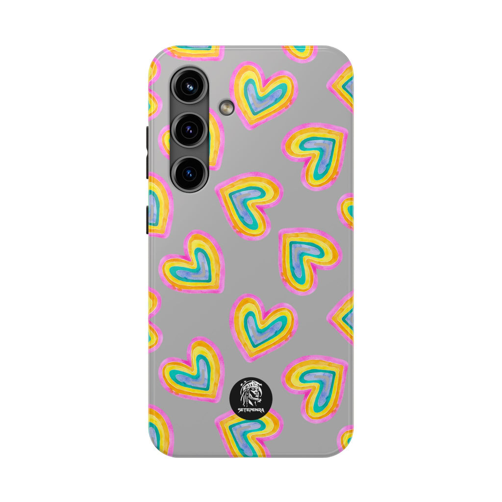 Rainbow Heart Tough Phone Case (For iPhone, Galaxy & More) - Light Grey SETEPENRA Phone Case.