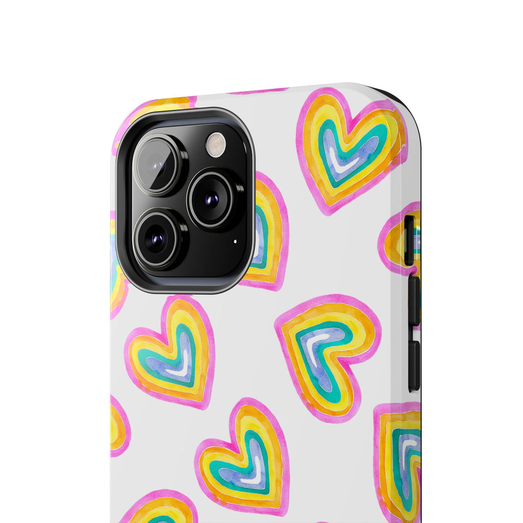 Rainbow Heart Tough Phone Case — Durable Cute Protective Phone Cover