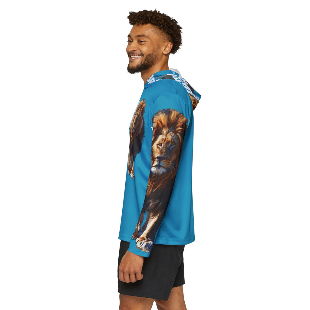 You Become What You Believe Men's Sports Warmup Hoodie (Turquoise) SETEPENRA All Over Prints.
