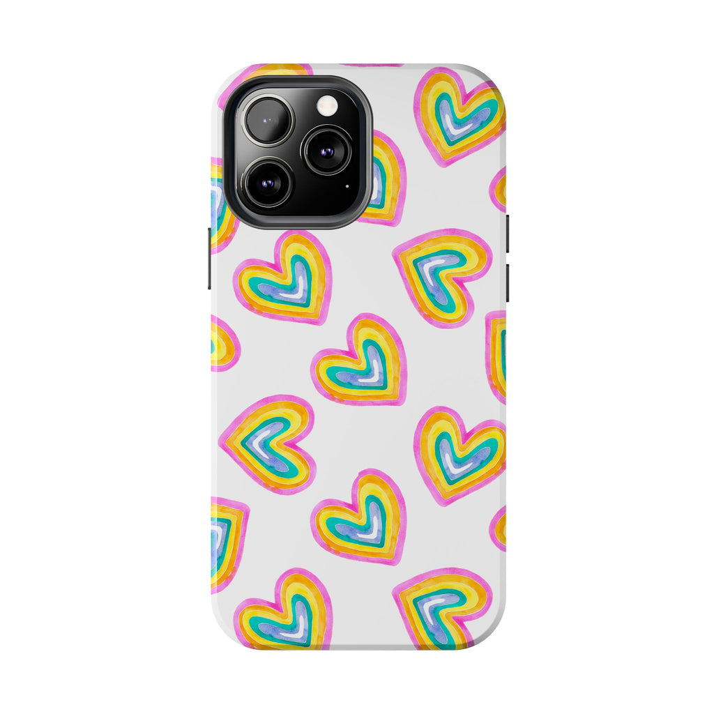 Rainbow Heart Tough Phone Case — Durable Cute Protective Phone Cover