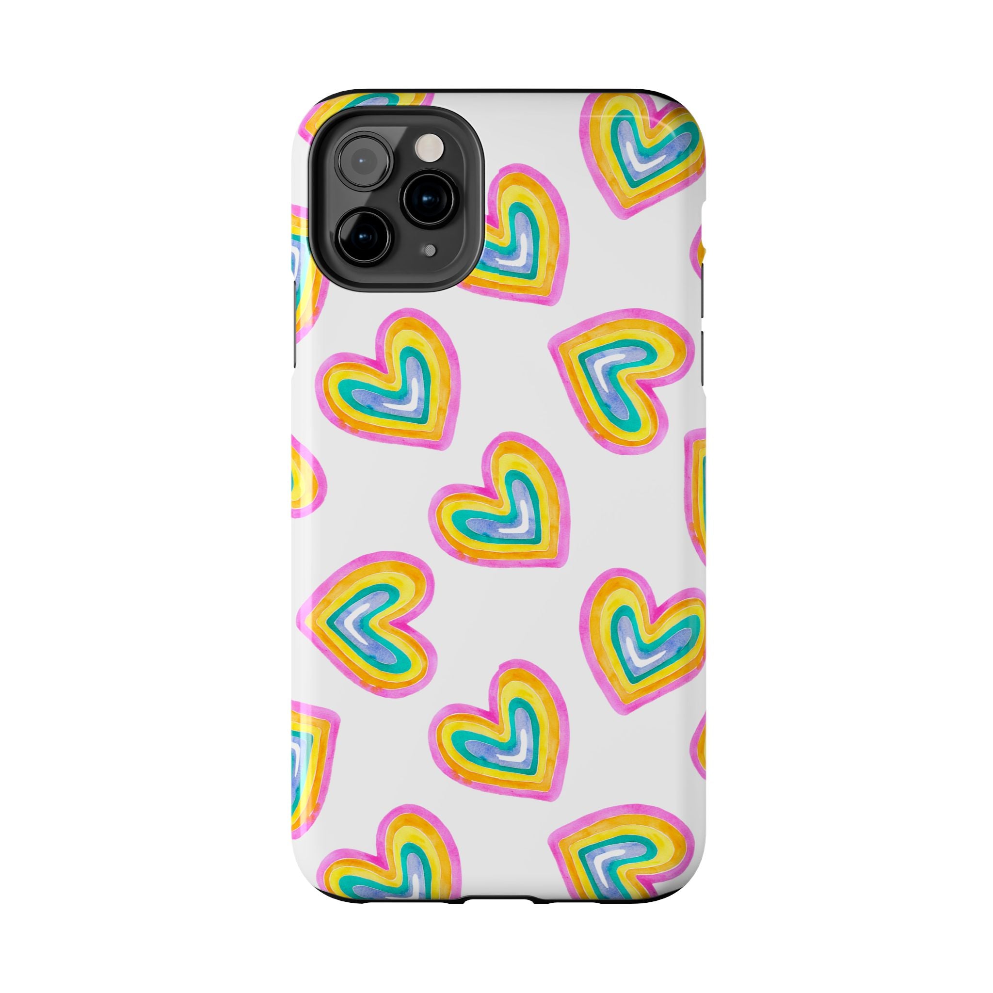 Rainbow Heart Tough Phone Case — Durable Cute Protective Phone Cover