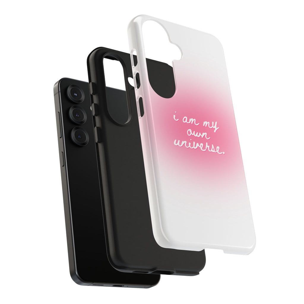 I Am My Own Universe — Pink On White Protective Cover Tough Phone Case