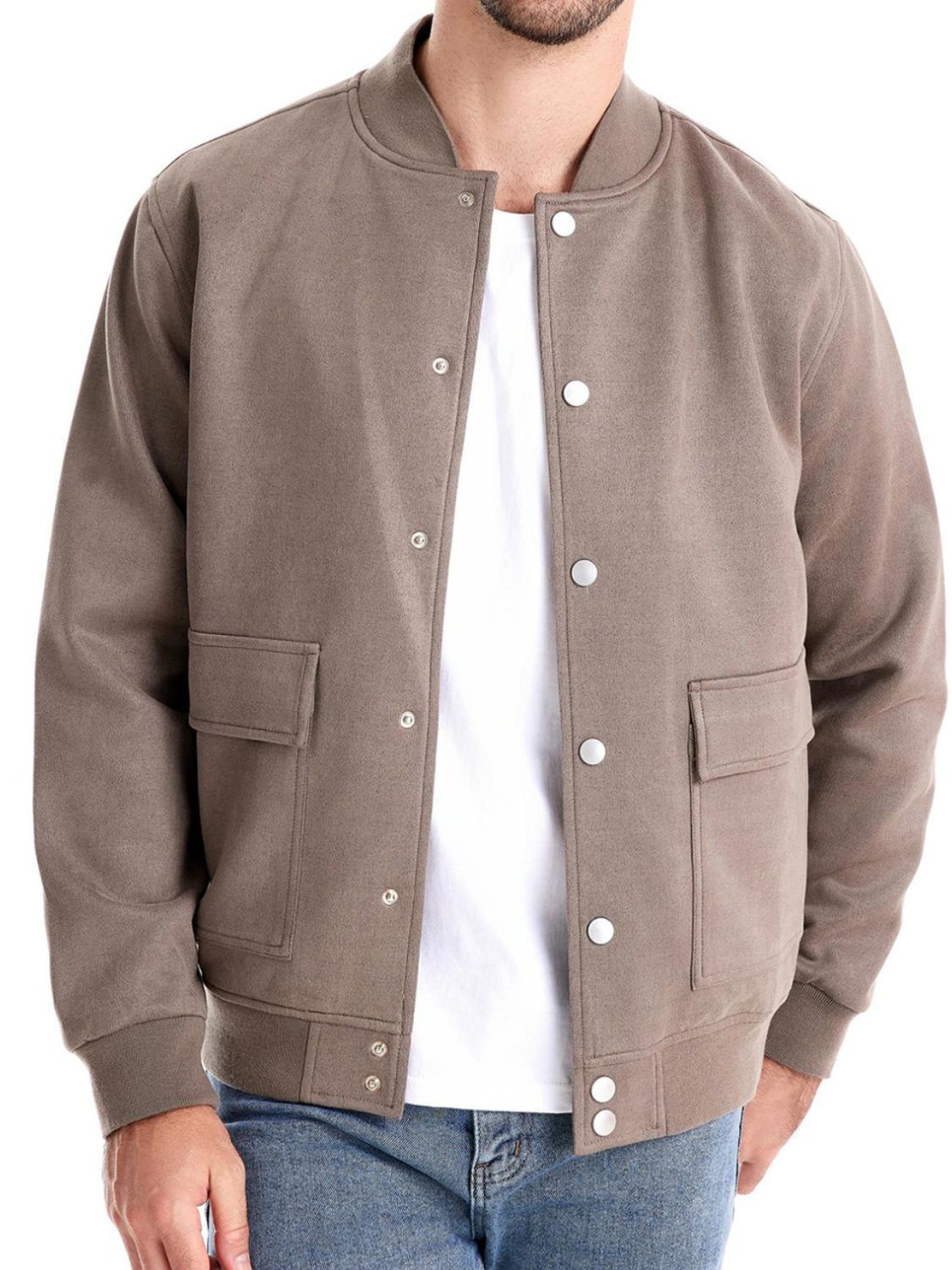 Men's Baseball Collar Snap Down Jacket SETEPENRA .
