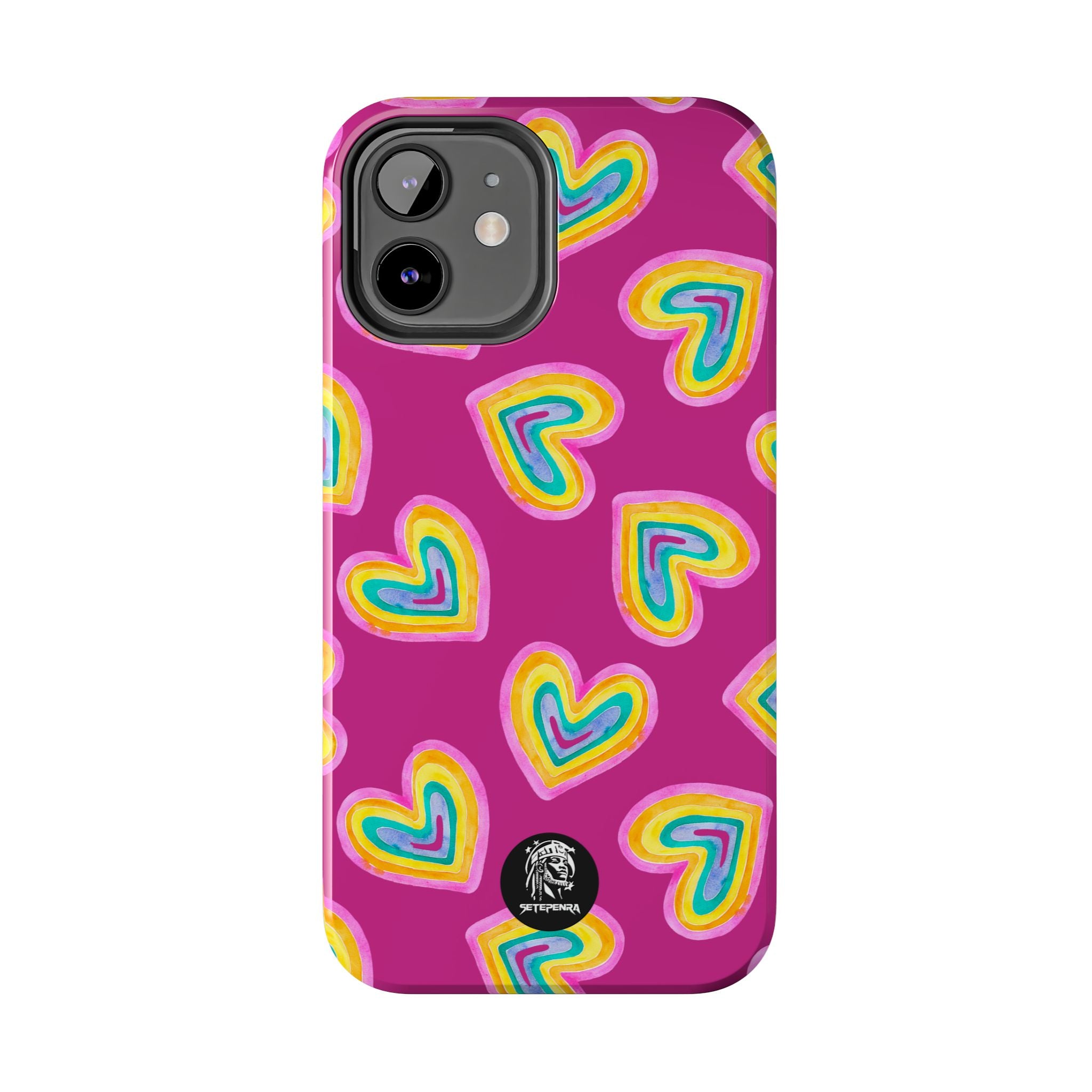 Rainbow Heart Tough Phone Case (For iPhone, Galaxy & More) - Pink