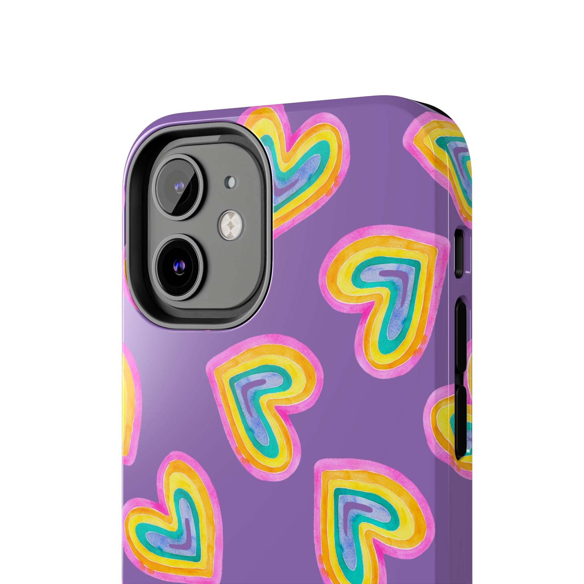 Rainbow Heart Tough Phone Case (For iPhone, Galaxy & More) - Light Purple