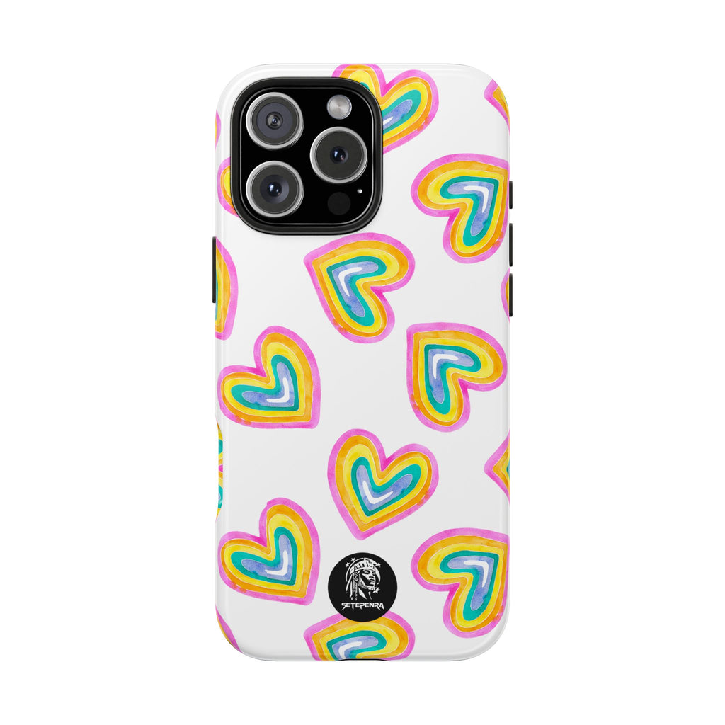 Rainbow Heart Tough Phone Case (For iPhone, Galaxy & More) - White