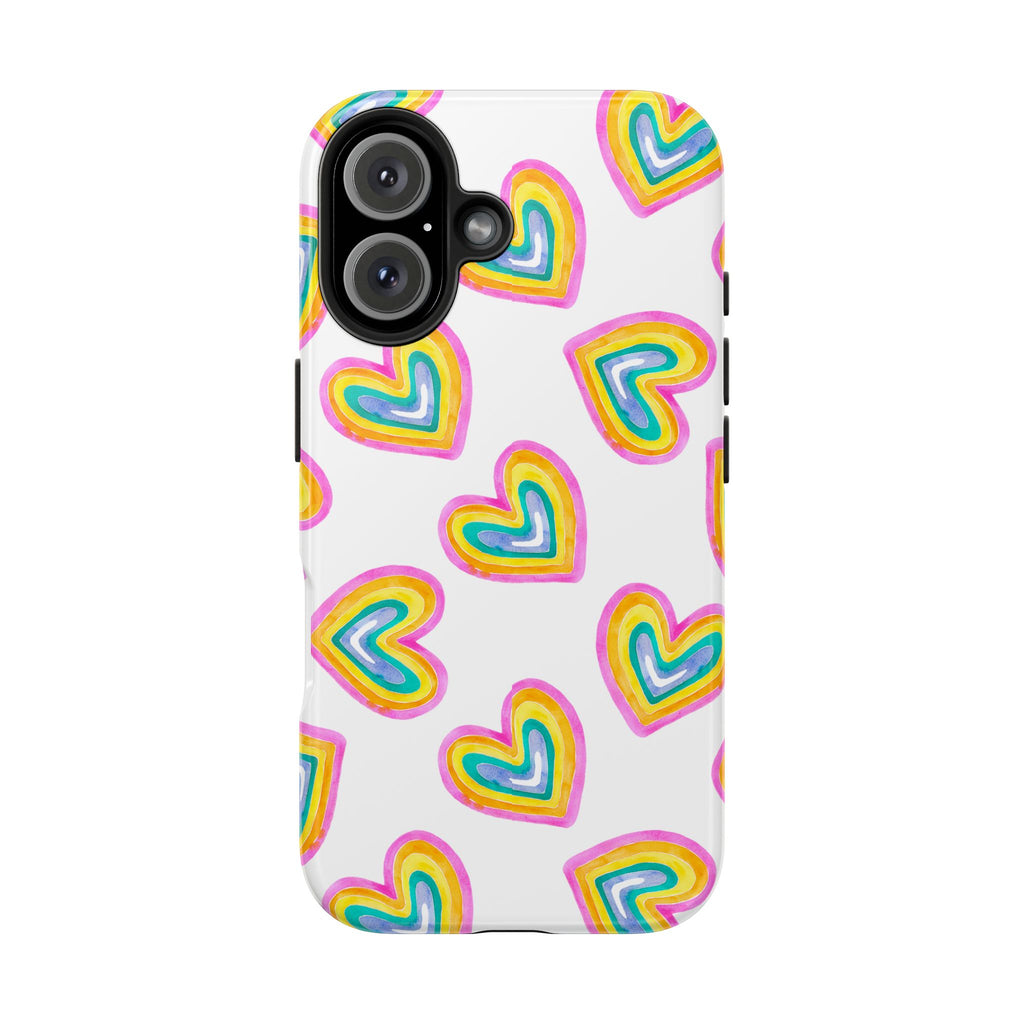 Rainbow Heart Tough Phone Case — Durable Cute Protective Phone Cover