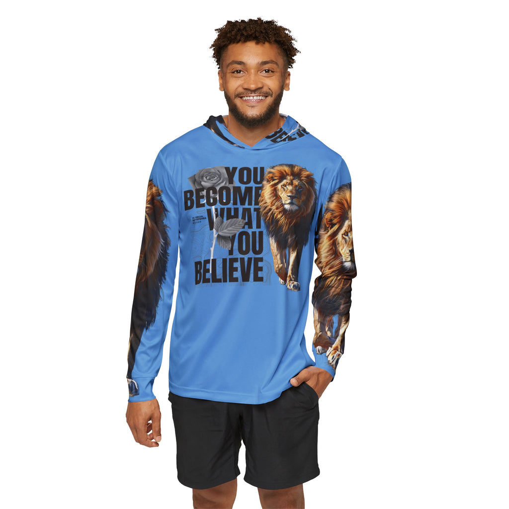 You Become What You Believe Men's Sports Warmup Hoodie (Light Blue) SETEPENRA All Over Prints.