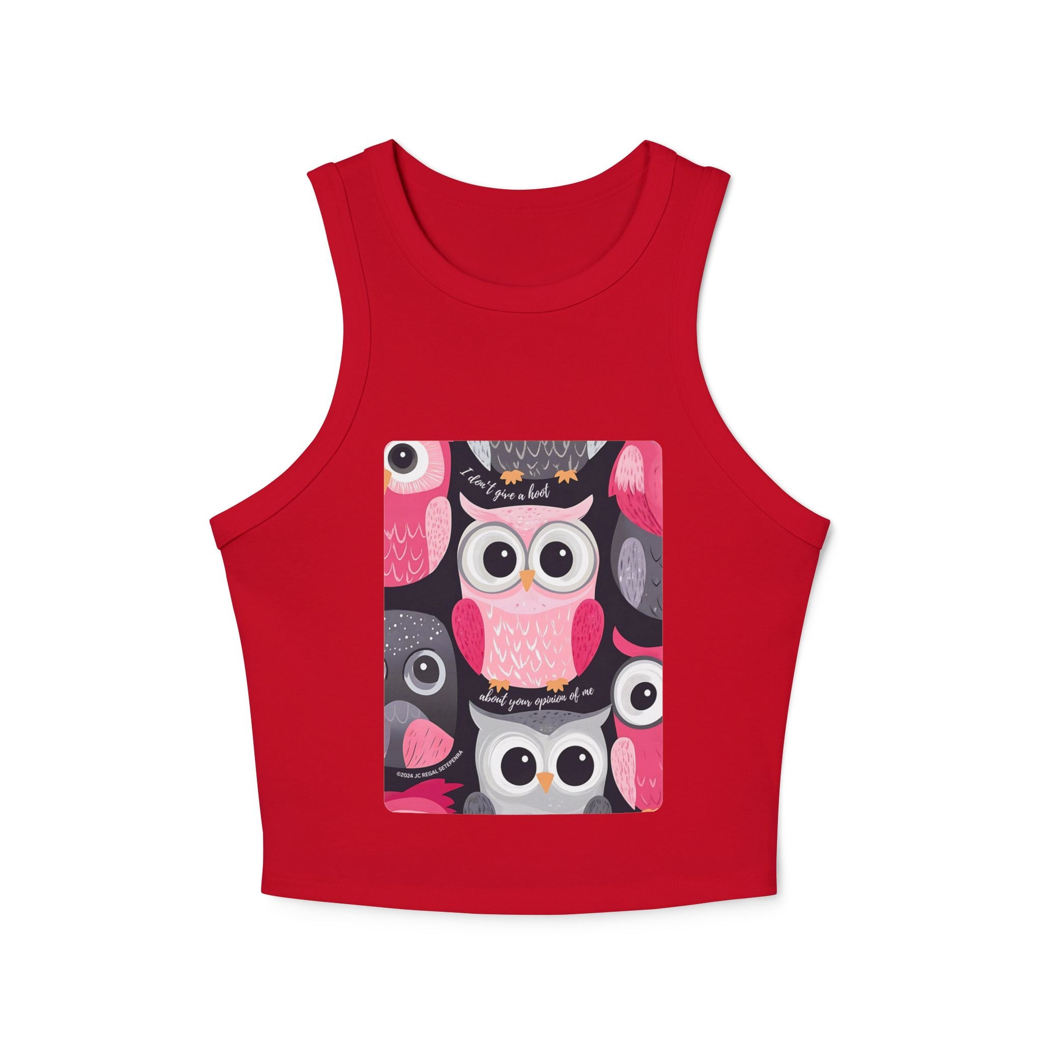 Don't Give A Hoot Women's Micro Rib Racer Tank Top SETEPENRA Tank Top.