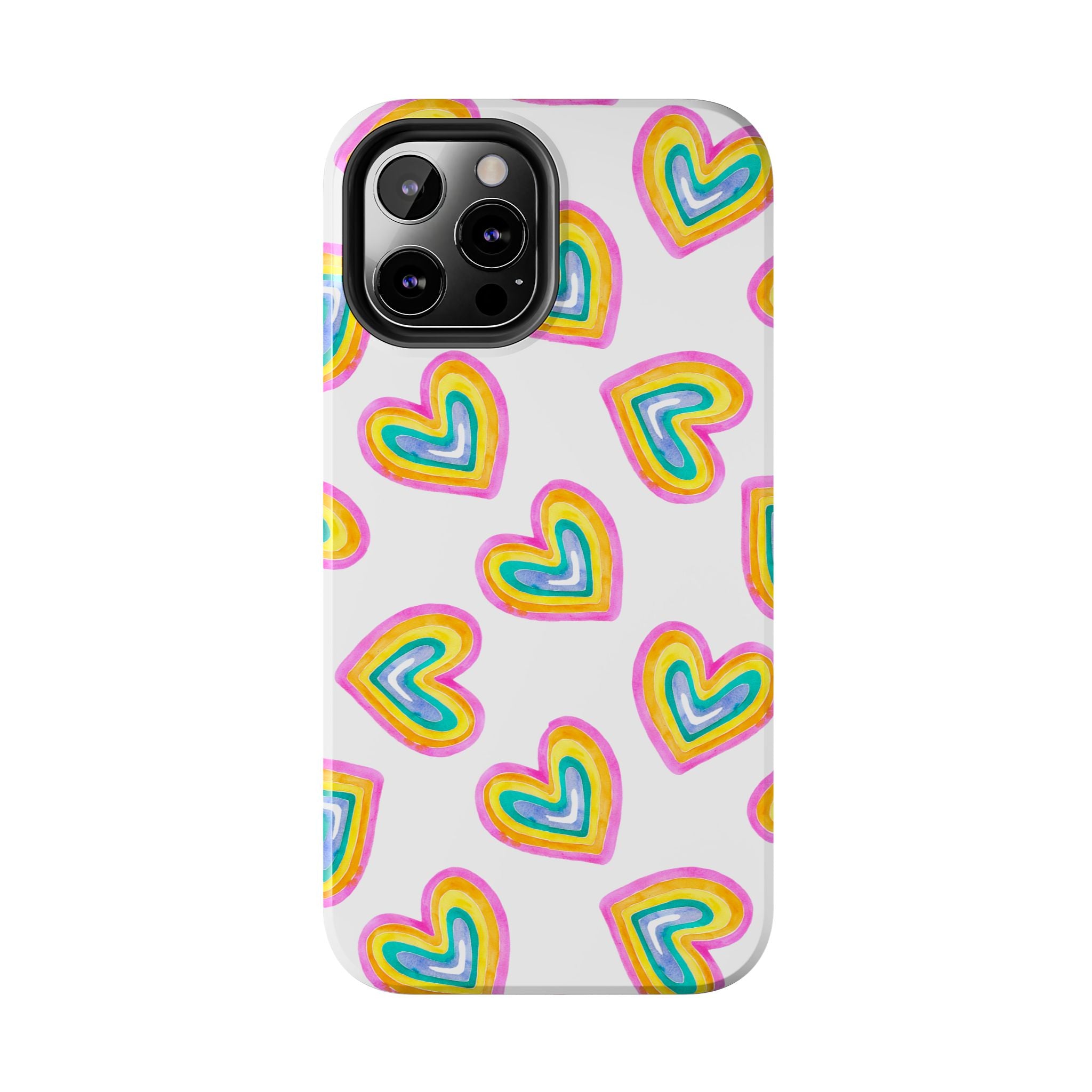 Rainbow Heart Tough Phone Case — Durable Cute Protective Phone Cover