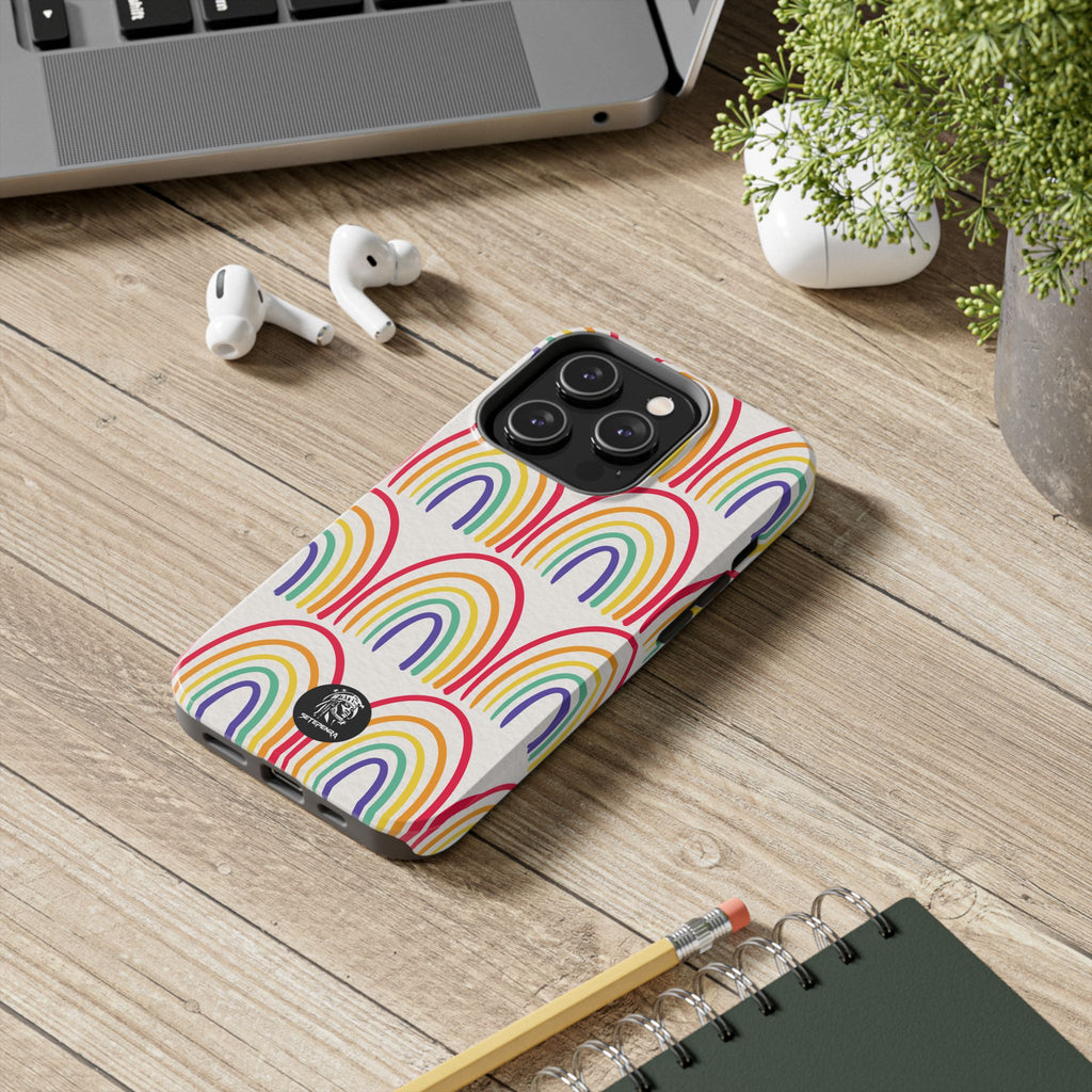 Retro Rainbow Tough Phone Case (For iPhone, Galaxy & More)