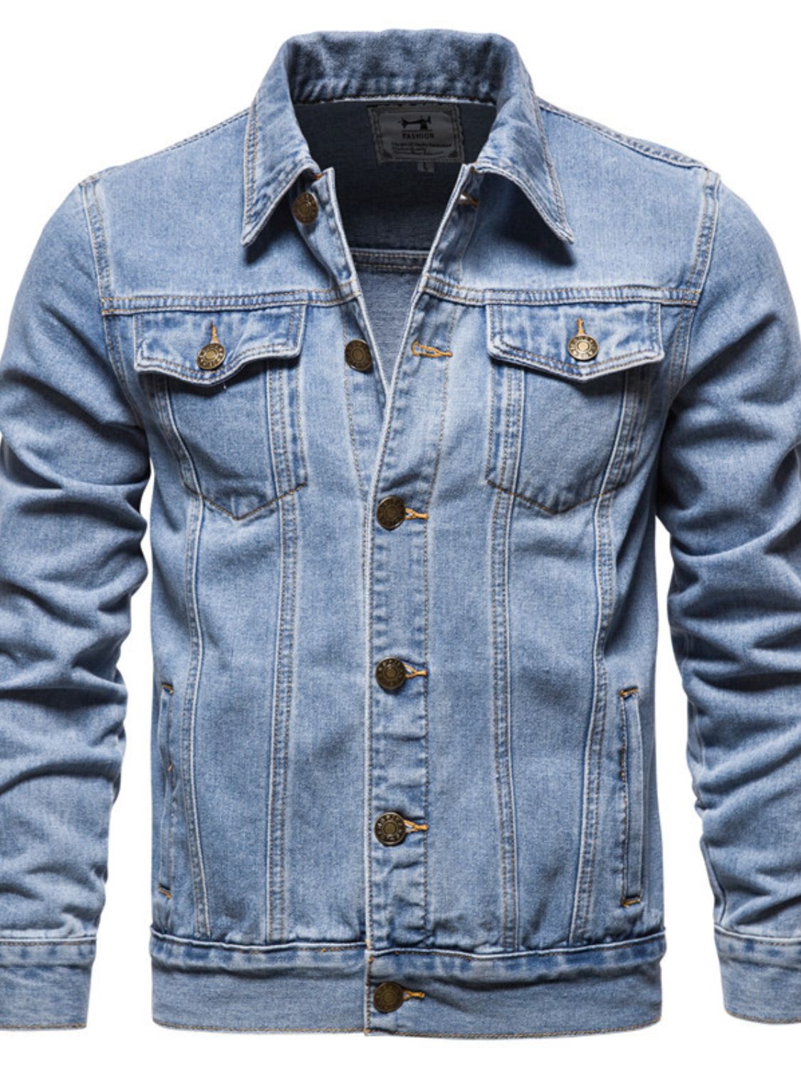 Men's Button Down Long Sleeve Denim Jacket SETEPENRA .
