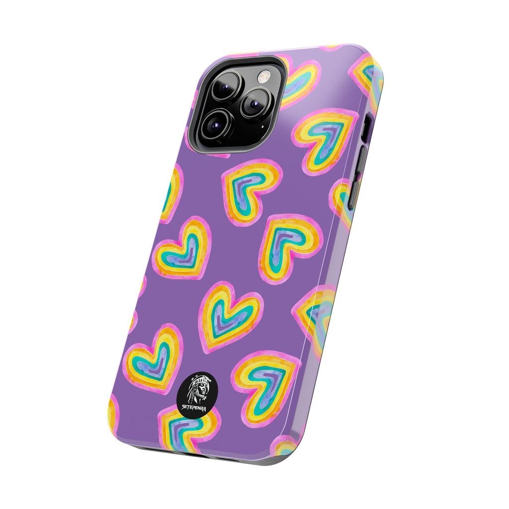 Rainbow Heart Tough Phone Case (For iPhone, Galaxy & More) - Light Purple