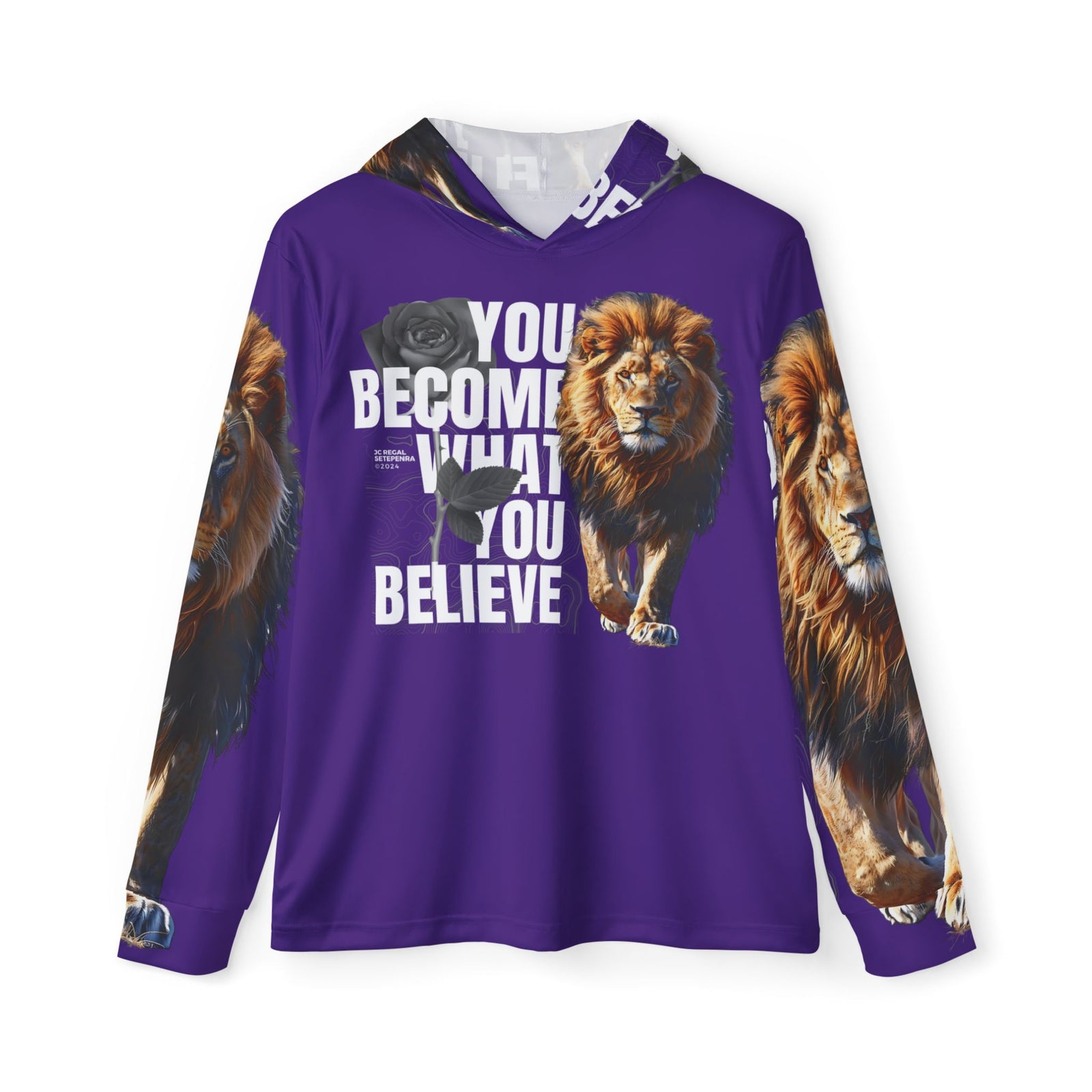 You Become What You Believe Men's Sports Warmup Hoodie (Purple) SETEPENRA All Over Prints.