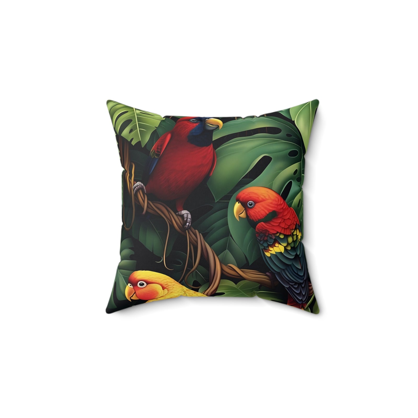 Tri-Parrot Spun Polyester Square Pillow SETEPENRA Home Decor.