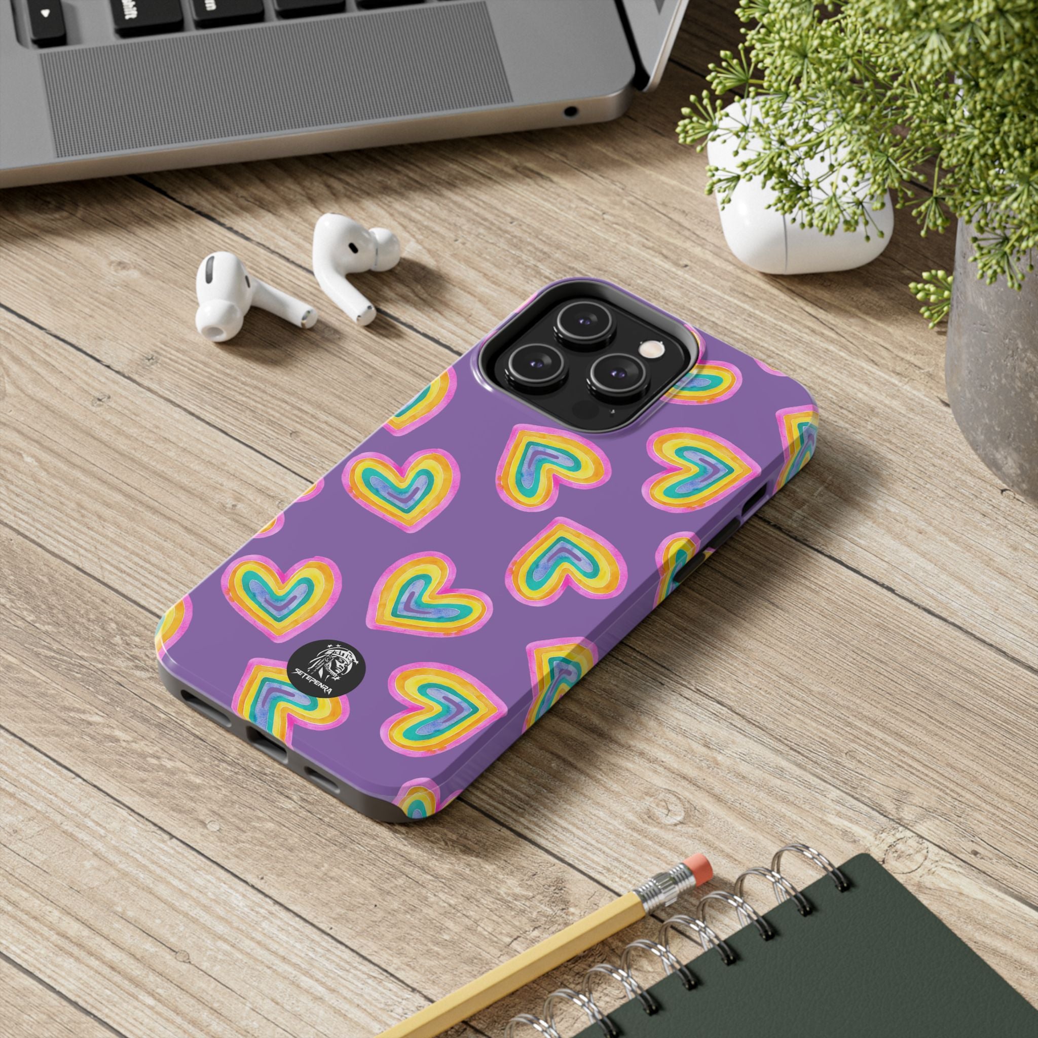Rainbow Heart Tough Phone Case (For iPhone, Galaxy & More) - Light Purple