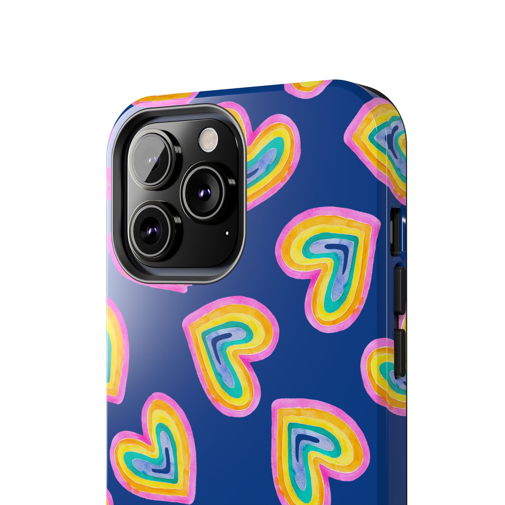 Rainbow Heart Tough Phone Case (For iPhone, Galaxy & More) - Dark Blue