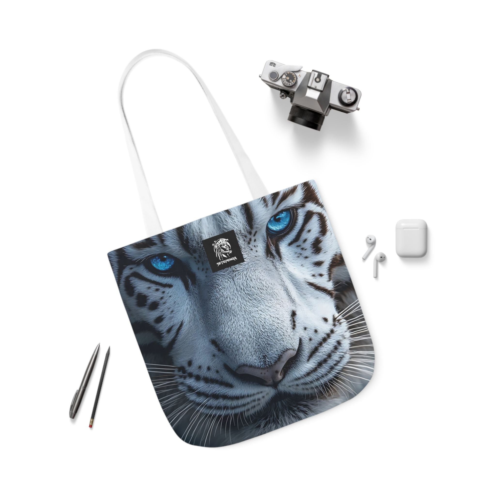 Primal Power Canvas Tote Bag, 5-Color Straps - White Tiger (1st Edition)