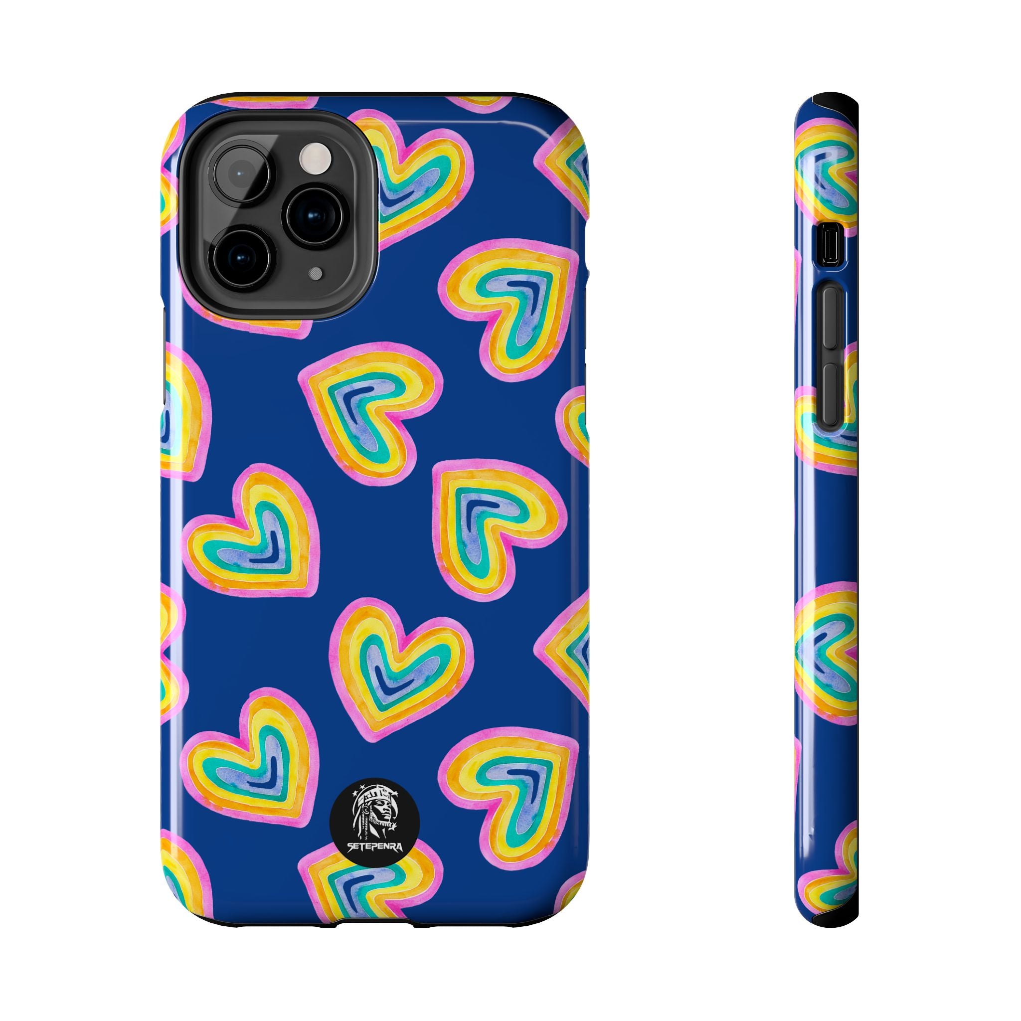 Rainbow Heart Tough Phone Case (For iPhone, Galaxy & More) - Dark Blue SETEPENRA Phone Case.