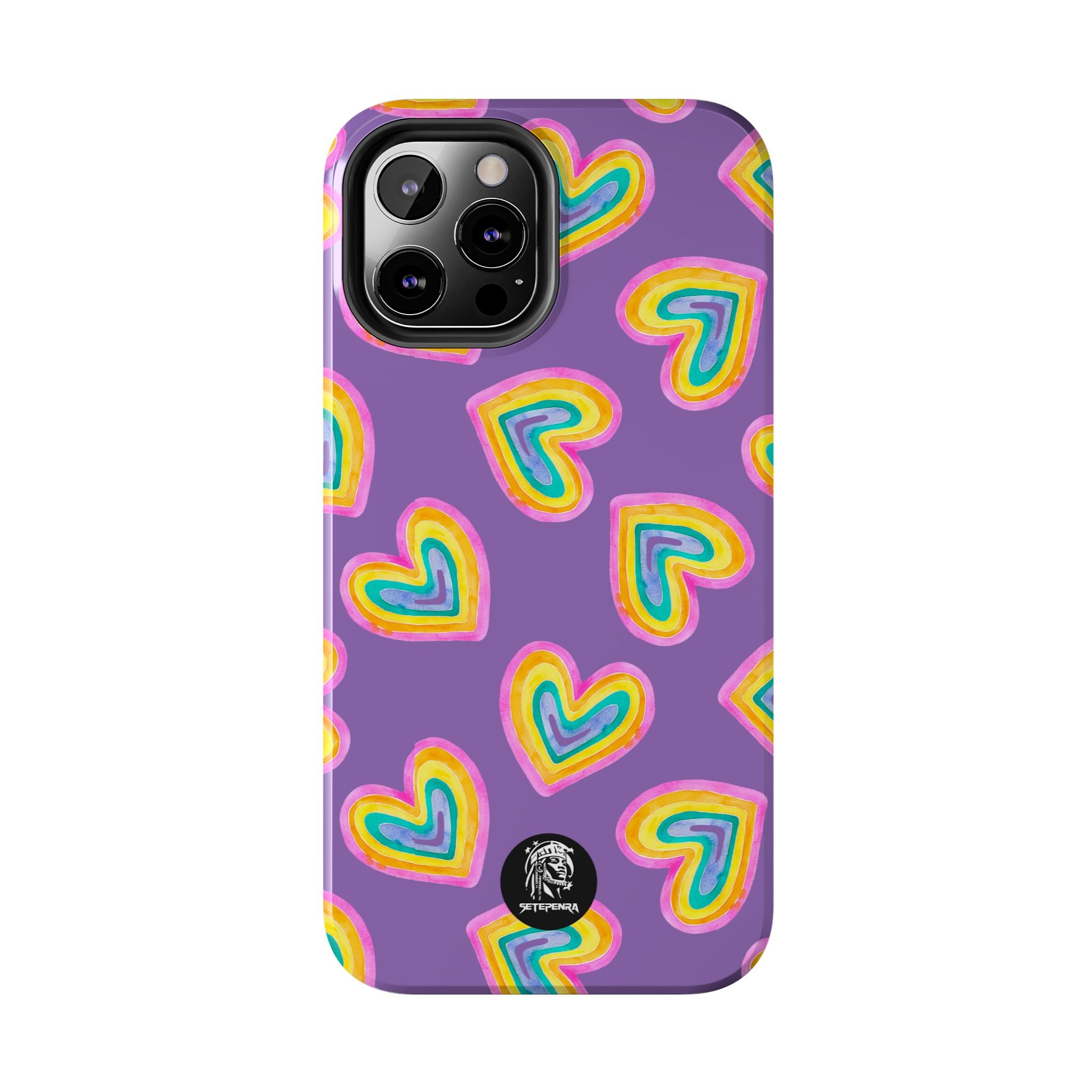Rainbow Heart Tough Phone Case (For iPhone, Galaxy & More) - Light Purple