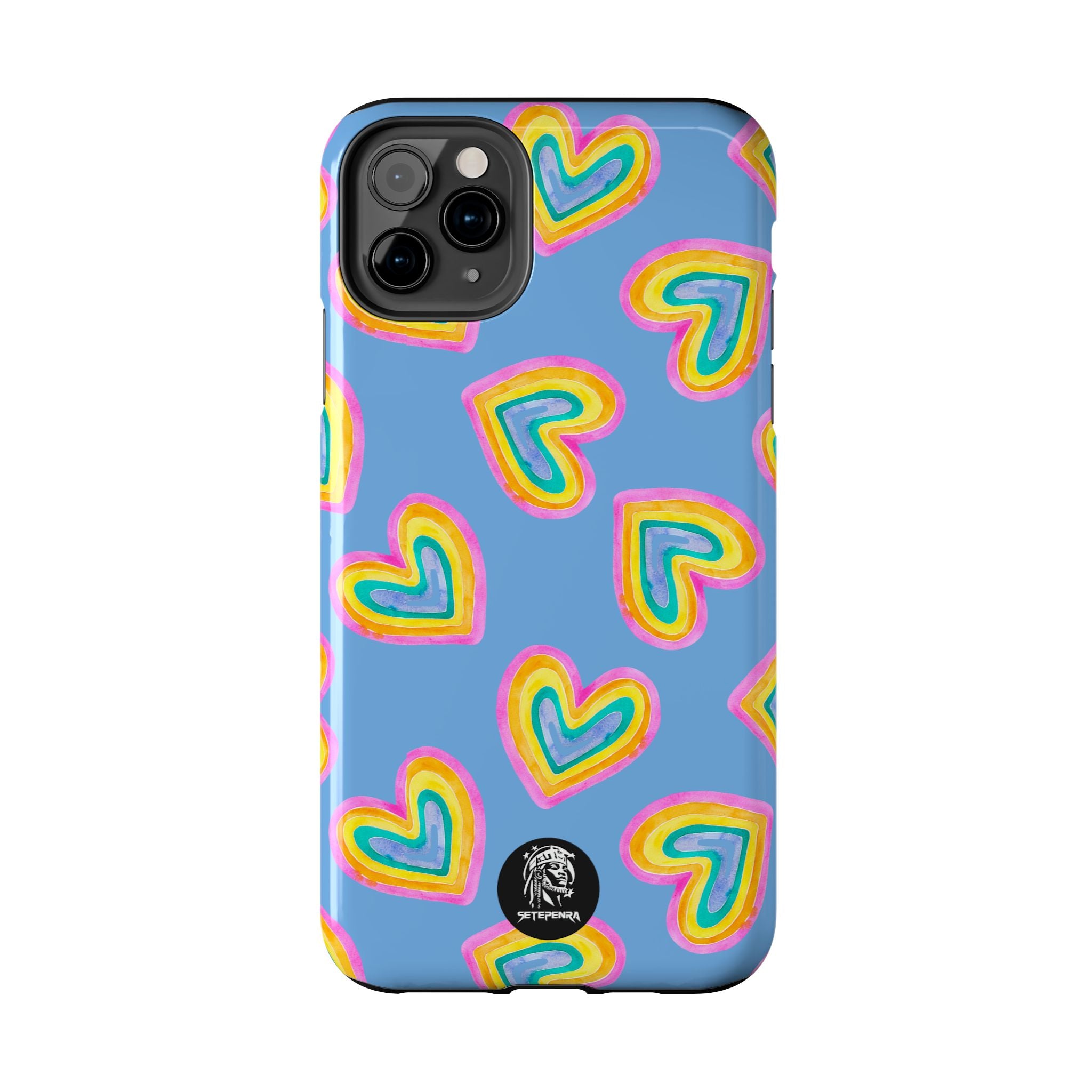 Rainbow Heart Tough Phone Case (For iPhone, Galaxy & More) - Light Blue