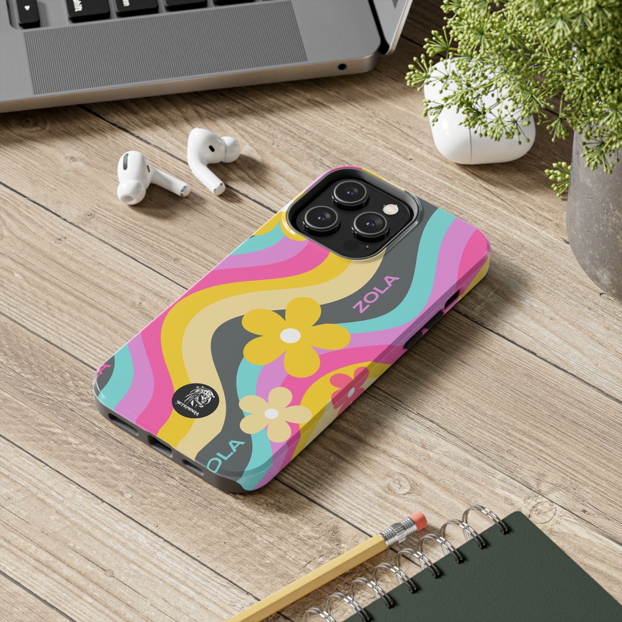 Zola Tough Phone Case (For iPhone, Galaxy & More) - Dark Grey Wave