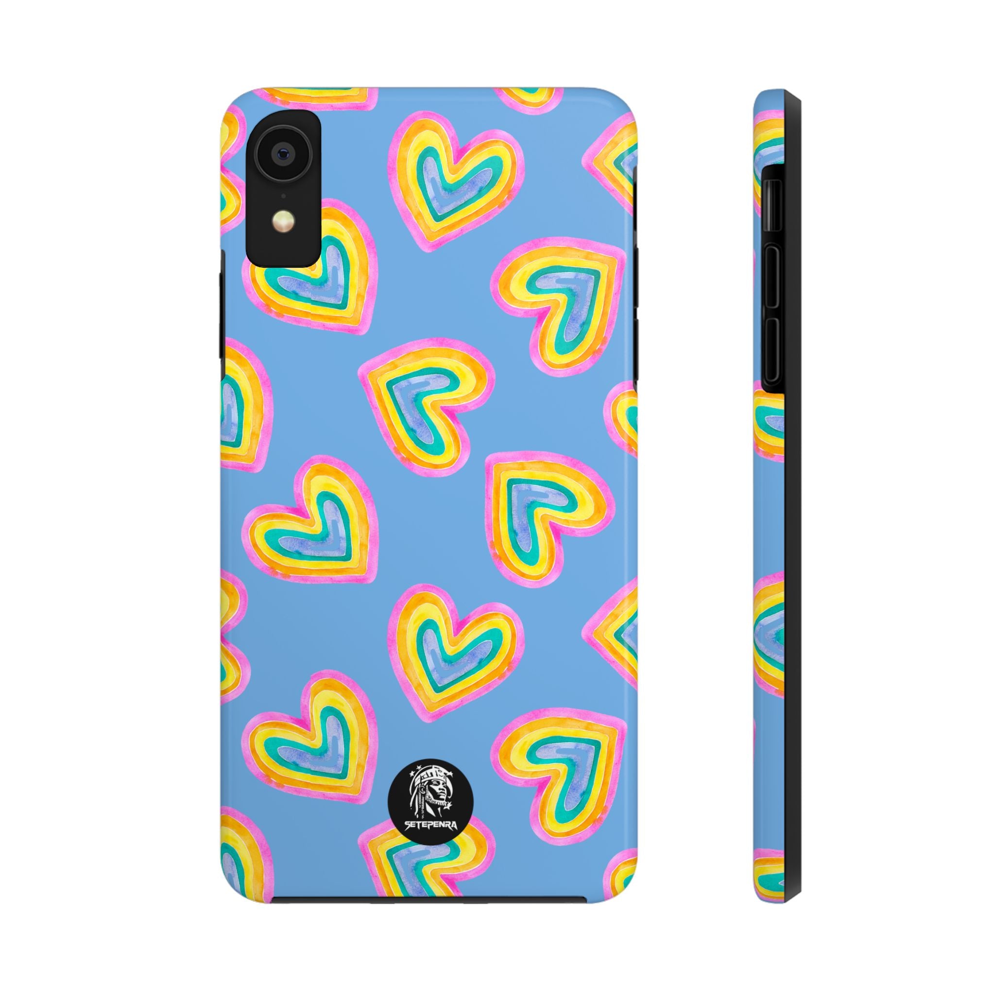 Rainbow Heart Tough Phone Case (For iPhone, Galaxy & More) - Light Blue SETEPENRA Phone Case.