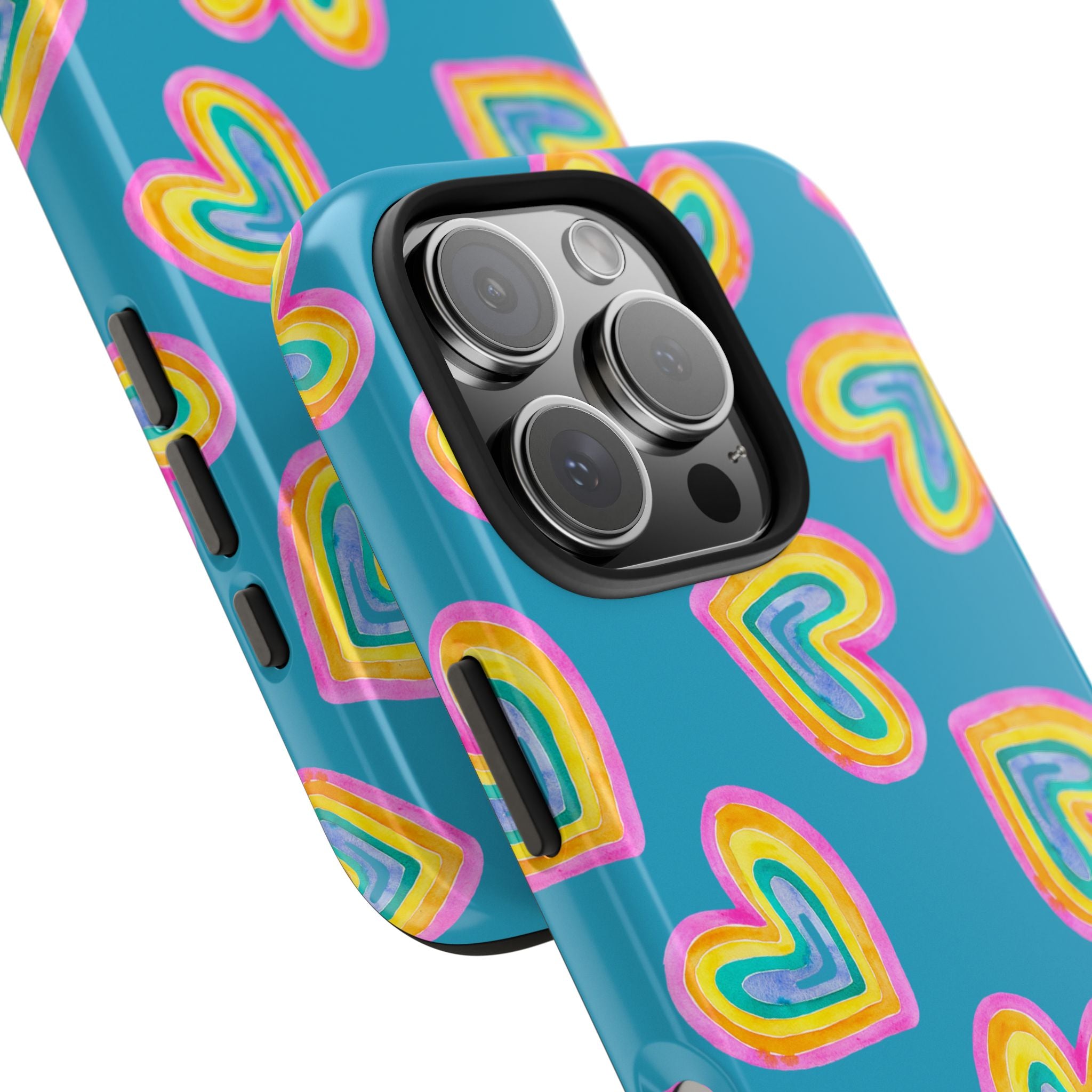 Rainbow Heart Tough Phone Case (For iPhone, Galaxy & More) - Turquoise