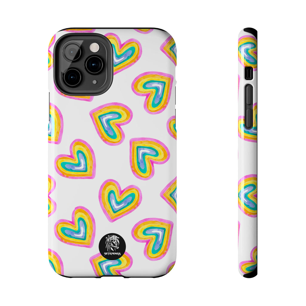 Rainbow Heart Tough Phone Case (For iPhone, Galaxy & More) - White SETEPENRA Phone Case.