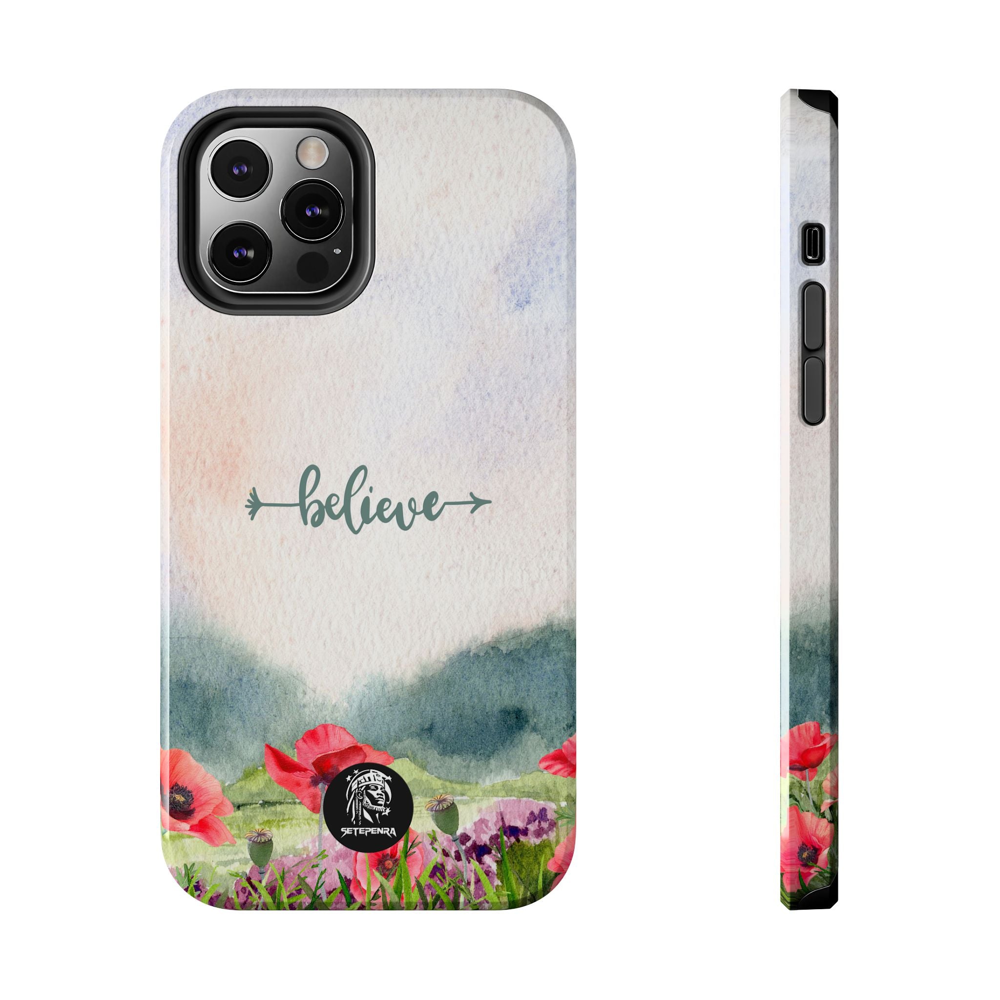 Believe Tough Phone Case (For iPhone, Galaxy & More) - Watercolor Flower SETEPENRA Phone Case.
