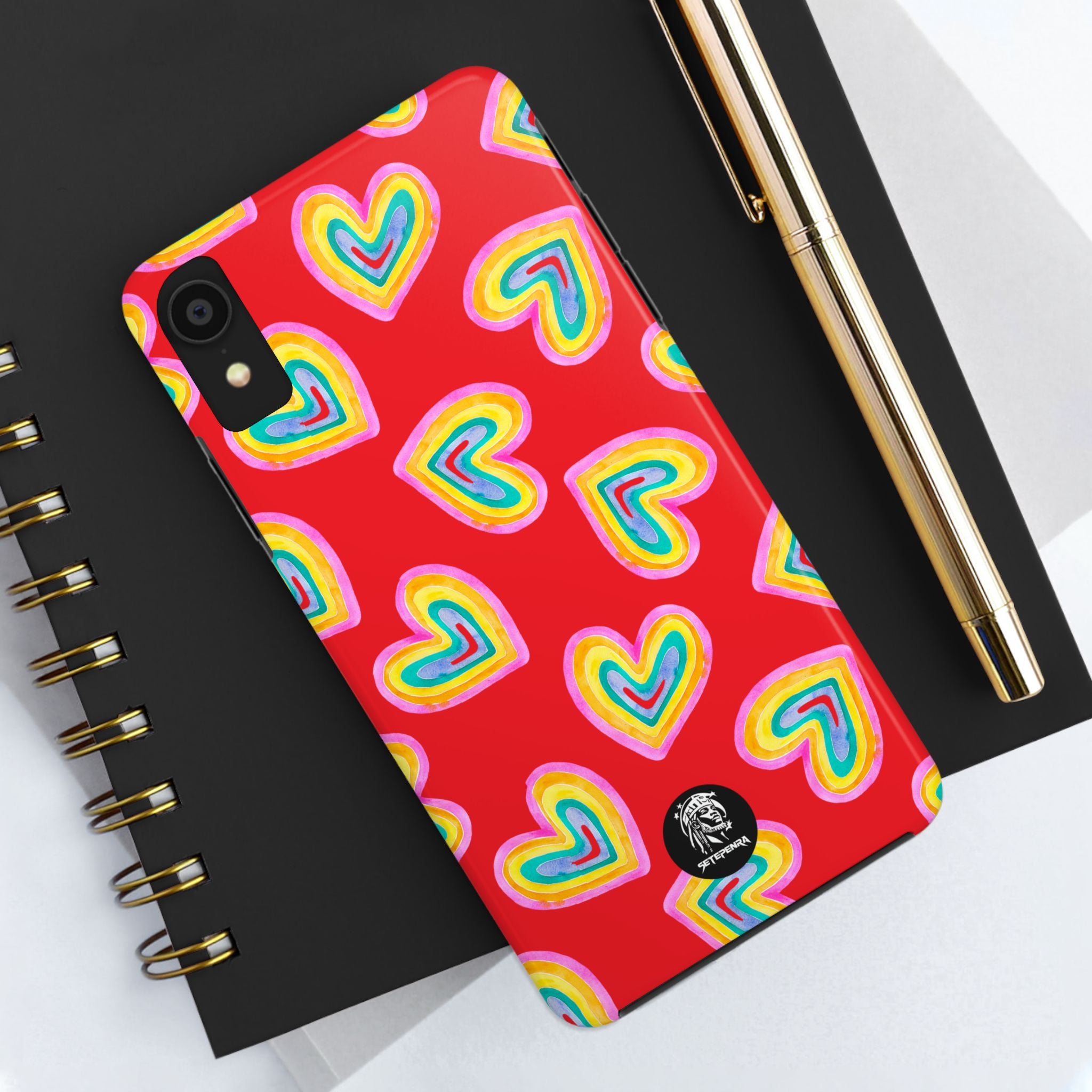 Rainbow Heart Tough Phone Case (For iPhone, Galaxy & More) - Red