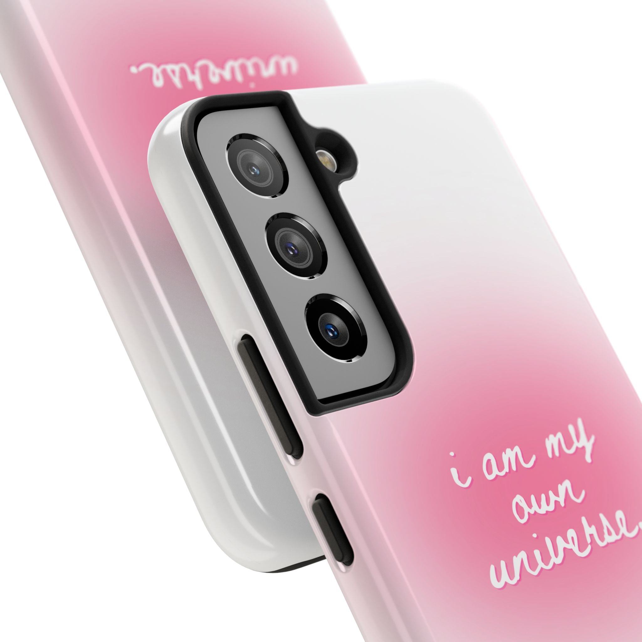 I Am My Own Universe — Pink On White Protective Cover Tough Phone Case