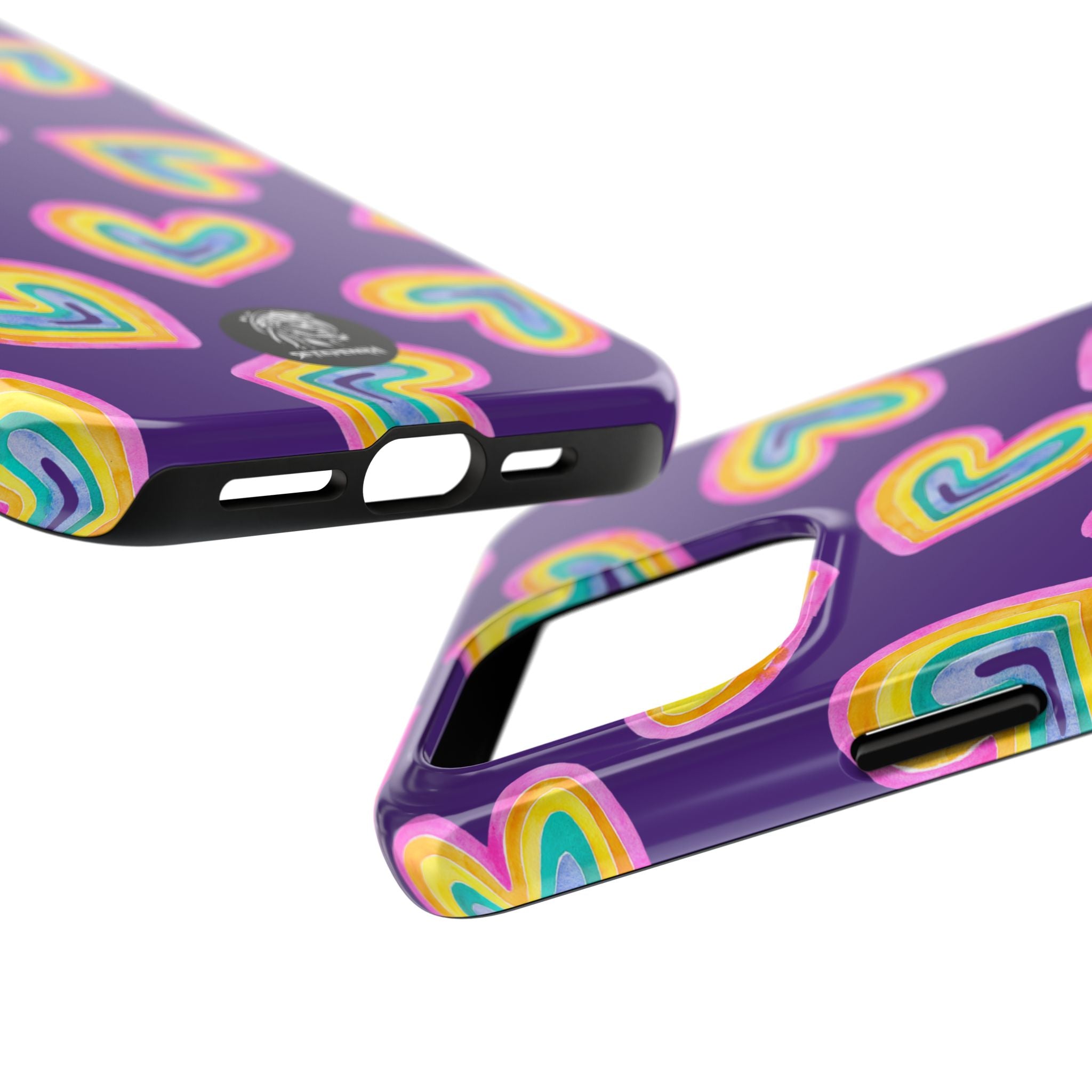 Rainbow Heart Tough Phone Case (For iPhone, Galaxy & More) - Purple