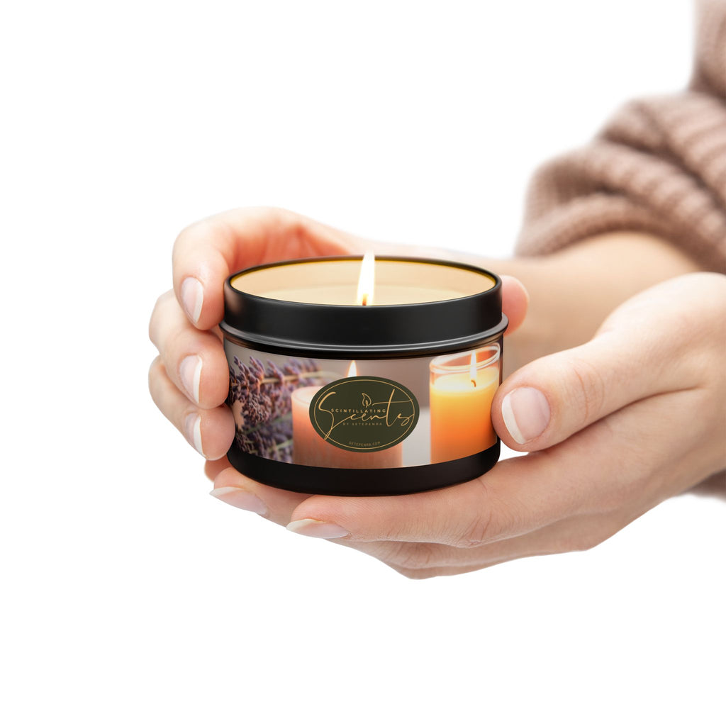 Scintillating Scents by SETEPENRA Tin Candles - Gold, Silver, Black (4oz, 8oz)