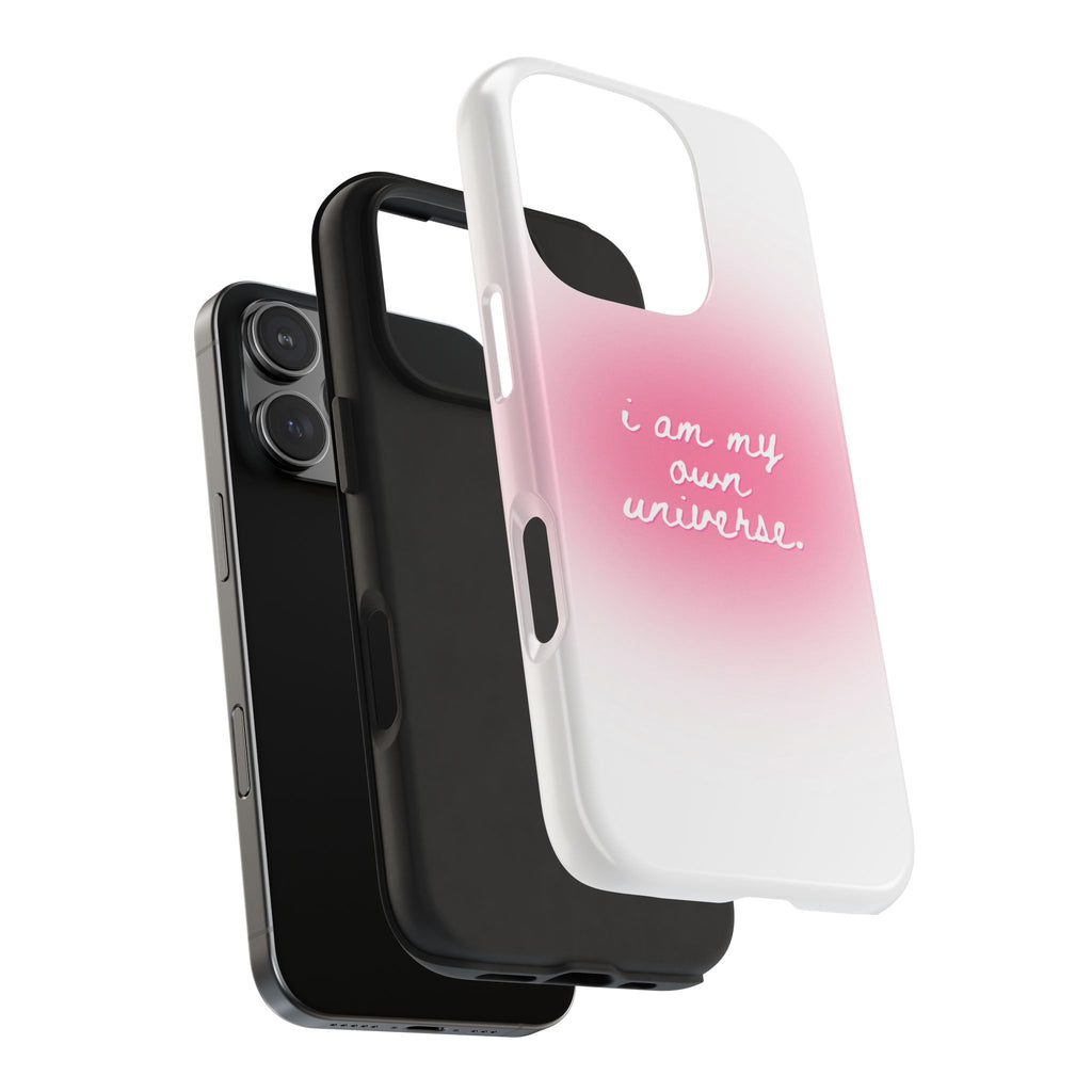 I Am My Own Universe — Pink On White Protective Cover Tough Phone Case