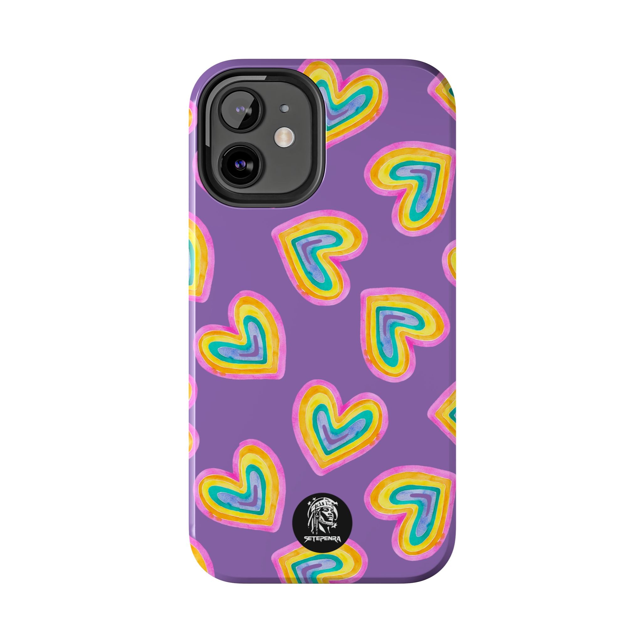 Rainbow Heart Tough Phone Case (For iPhone, Galaxy & More) - Light Purple