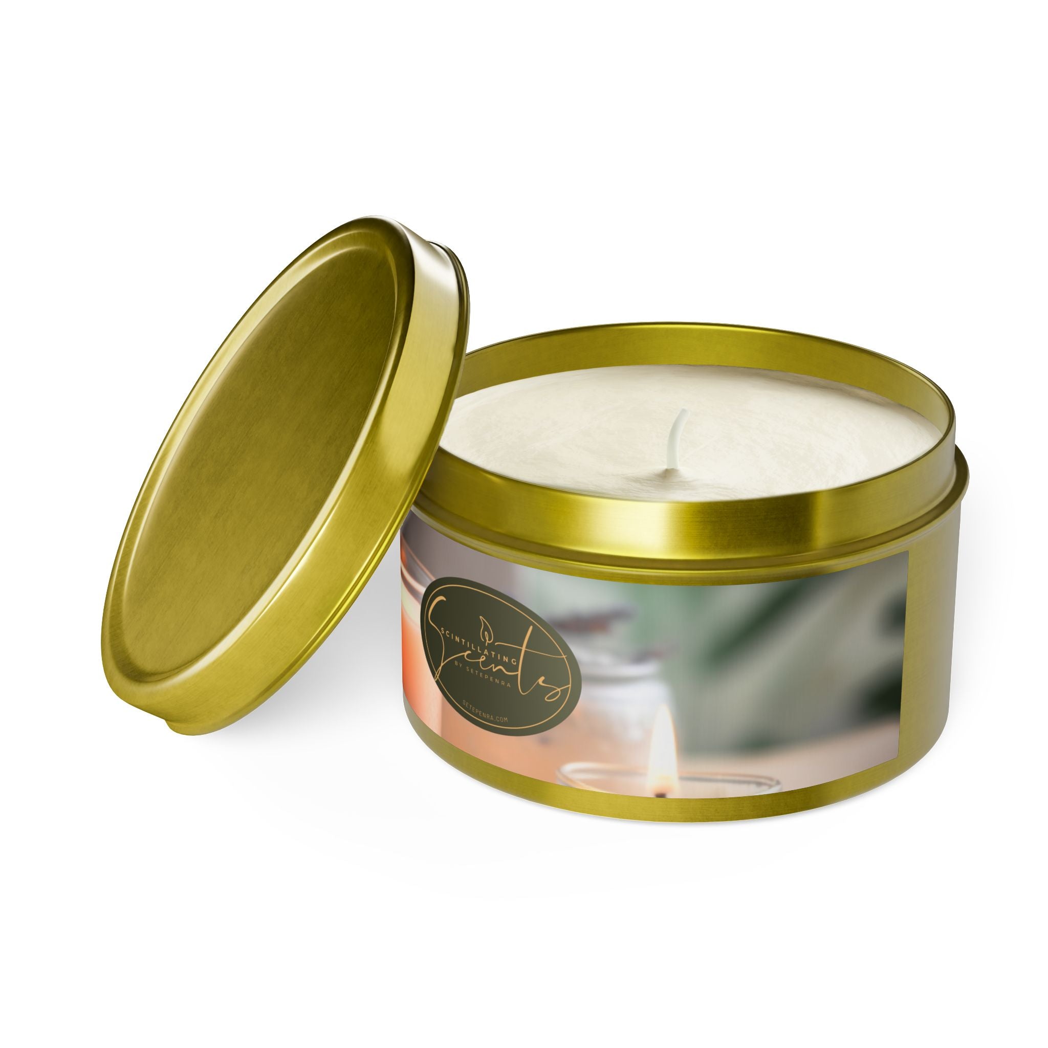 Scintillating Scents by SETEPENRA Tin Candles - Gold, Silver, Black (4oz, 8oz)