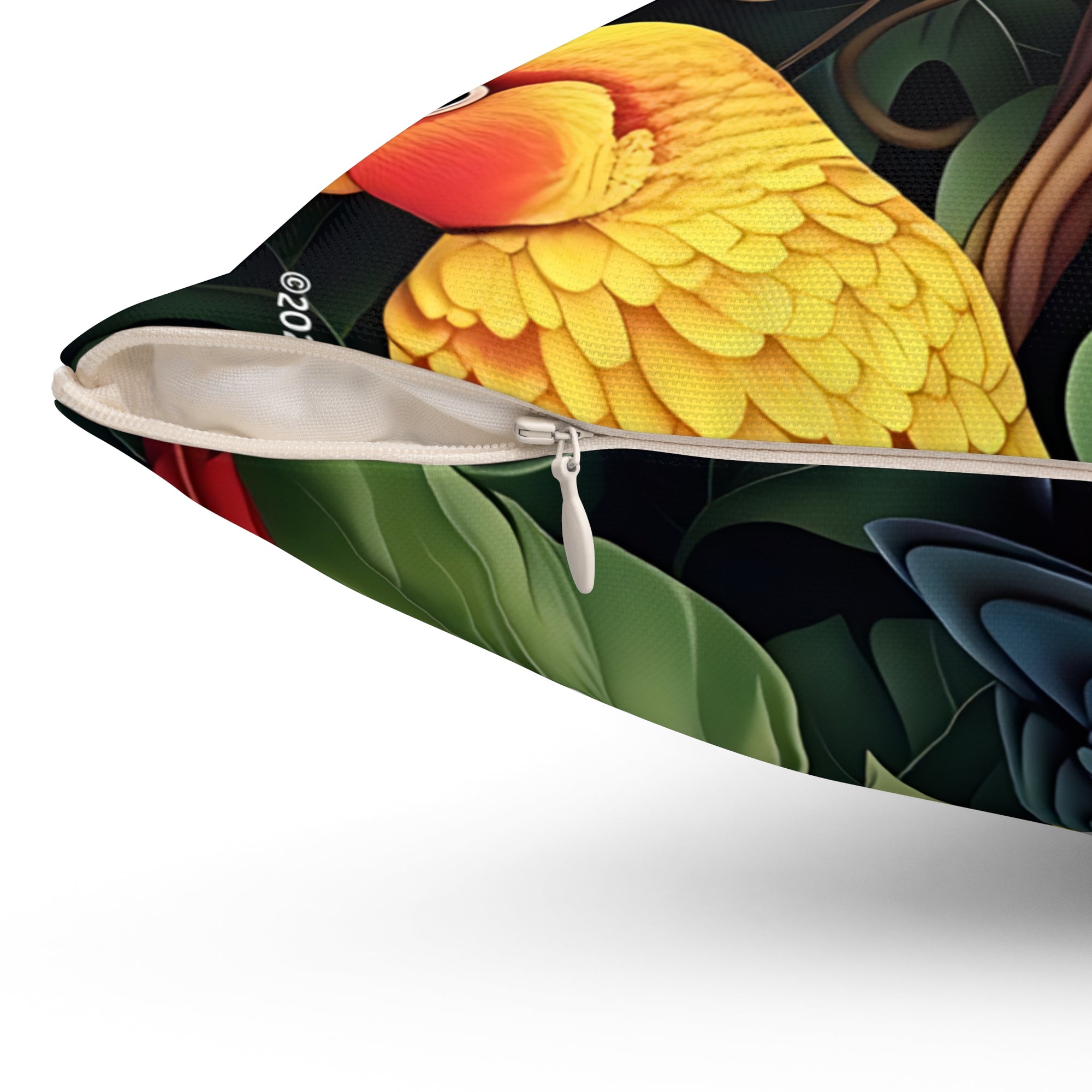 Tri-Parrot Spun Polyester Square Pillow SETEPENRA Home Decor.
