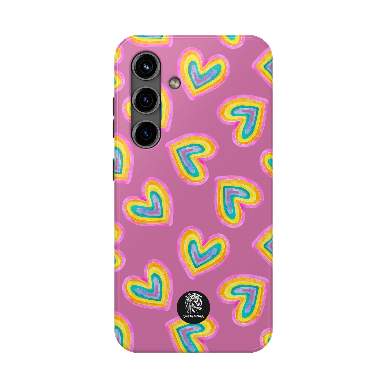 Rainbow Heart Tough Phone Case (For iPhone, Galaxy & More) - Light Pink SETEPENRA Phone Case.