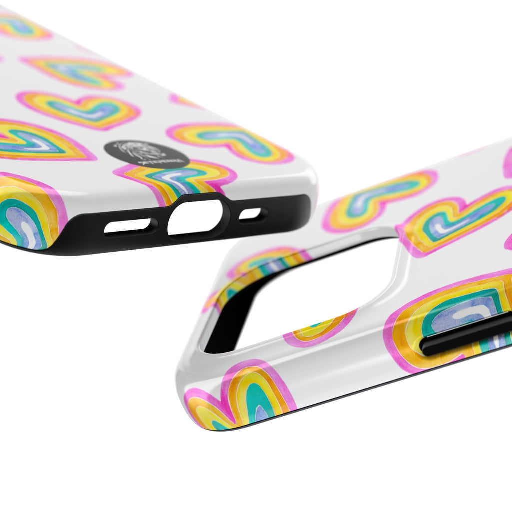 Rainbow Heart Tough Phone Case (For iPhone, Galaxy & More) - White