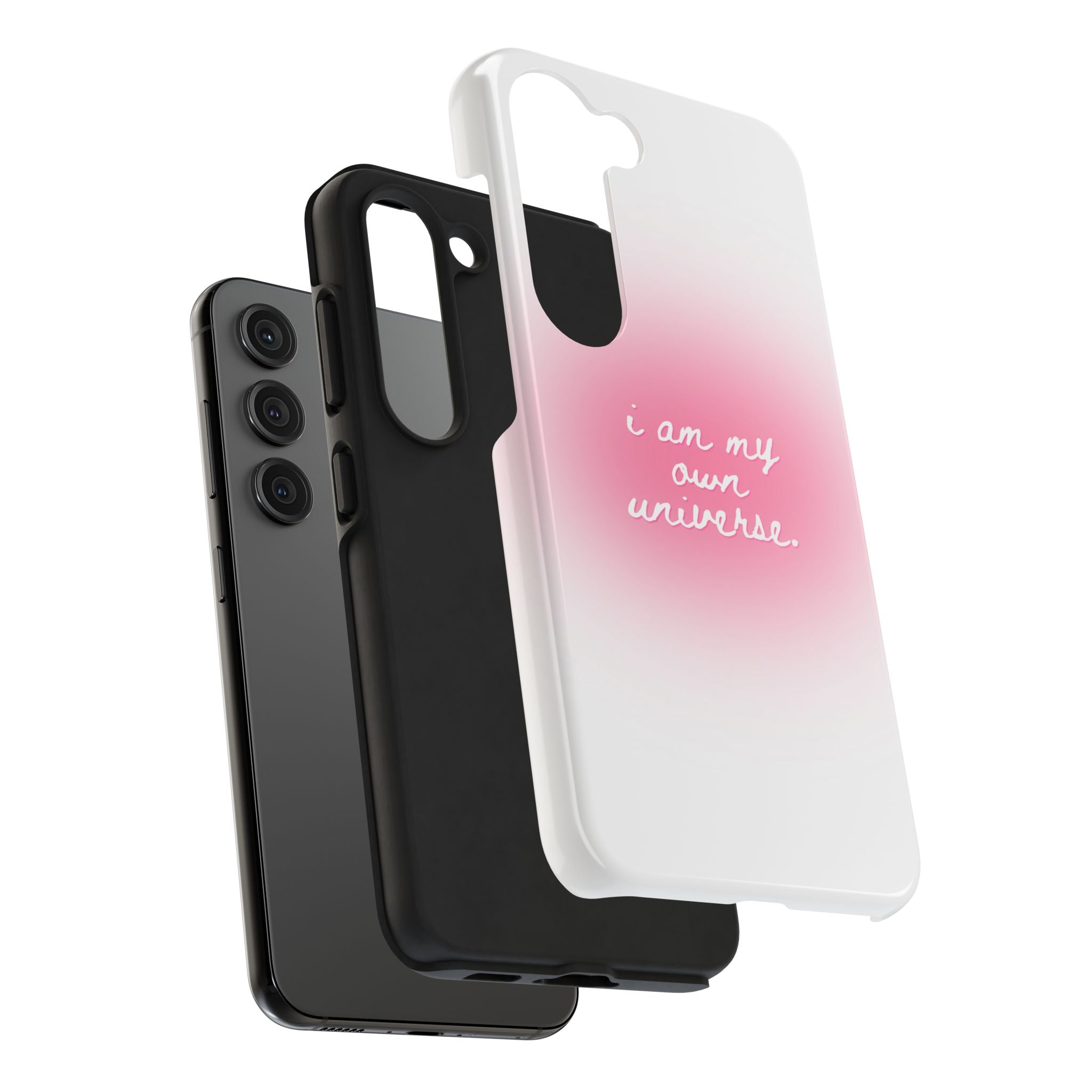 I Am My Own Universe — Pink On White Protective Cover Tough Phone Case